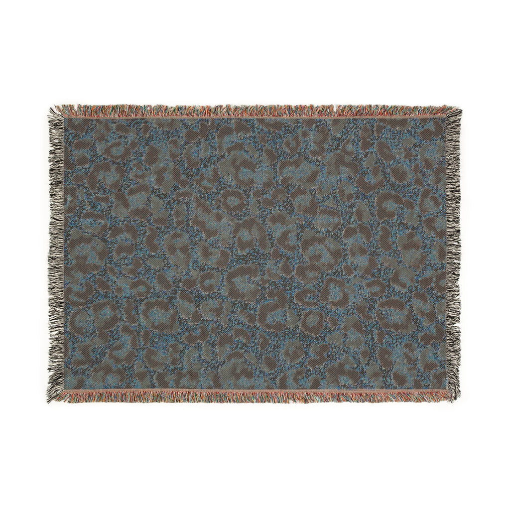 Leopard Print Woven Blanket | Animal Print Throw, Fringe Edge