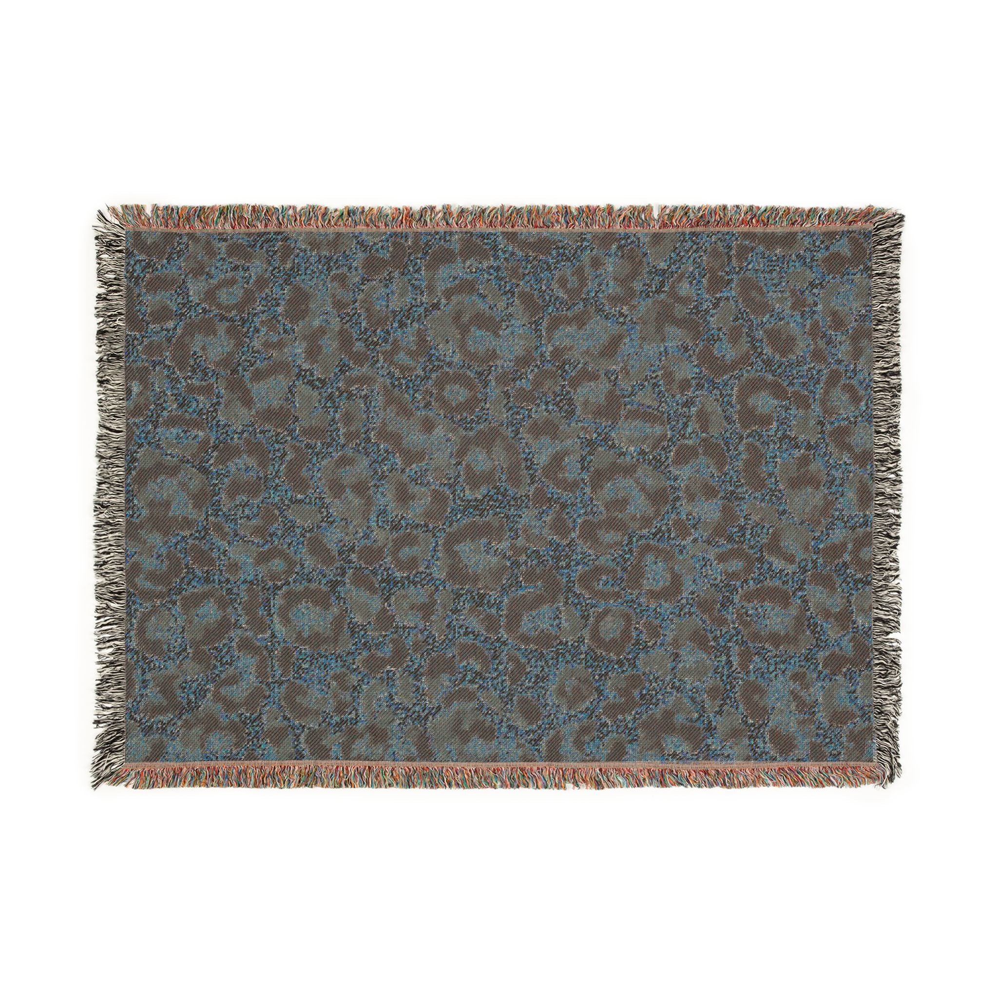 Leopard Print Woven Blanket | Animal Print Throw, Fringe Edge