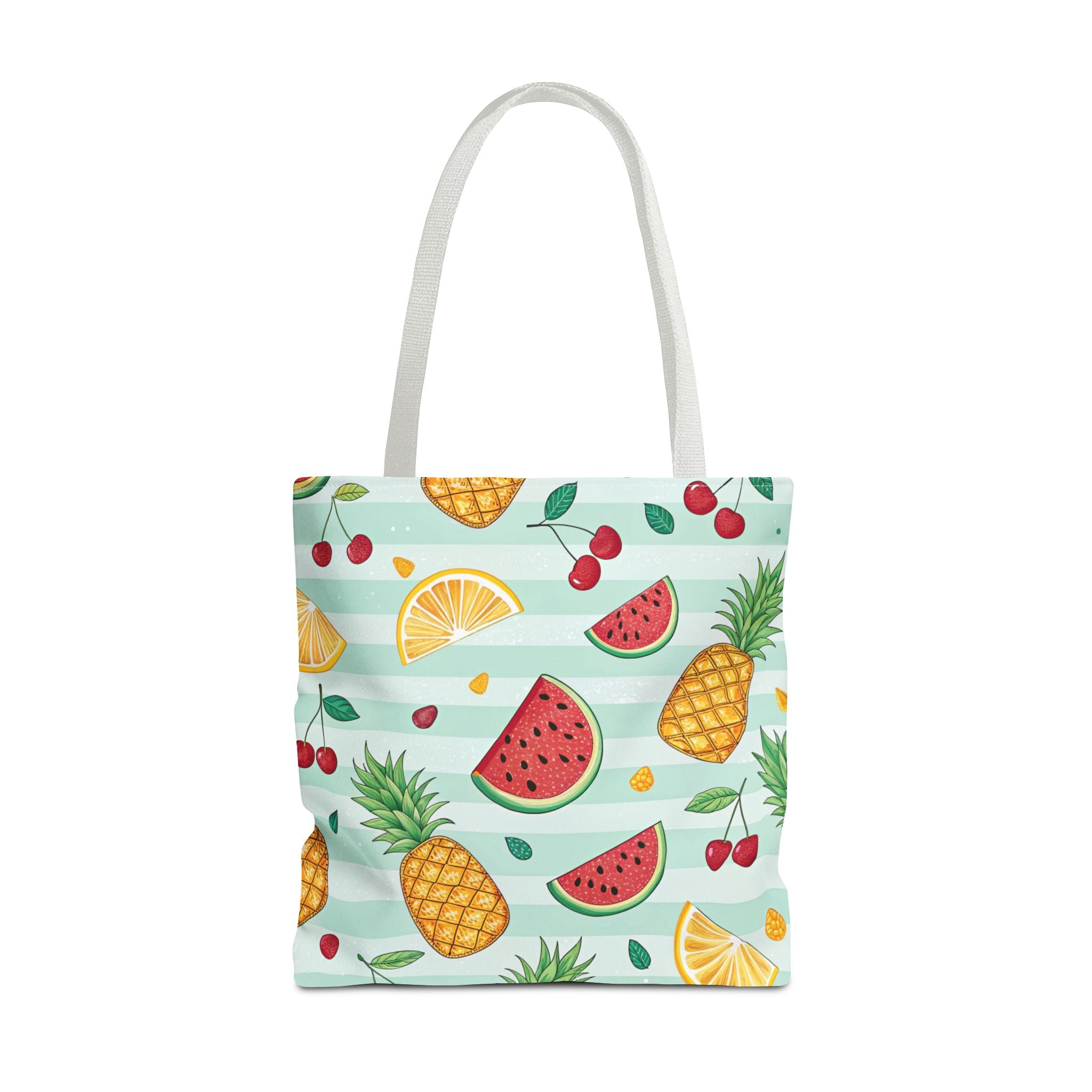 Tropical Fruit Pattern Tote Bag | Pineapple Watermelon Cherry Citrus Beach
