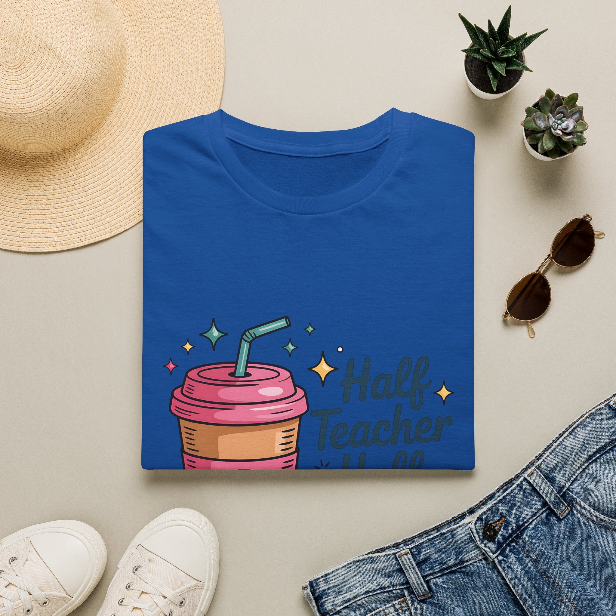 Half Teacher Half Coffee T-Shirt | Cute Coffee Cup Teacher Tee