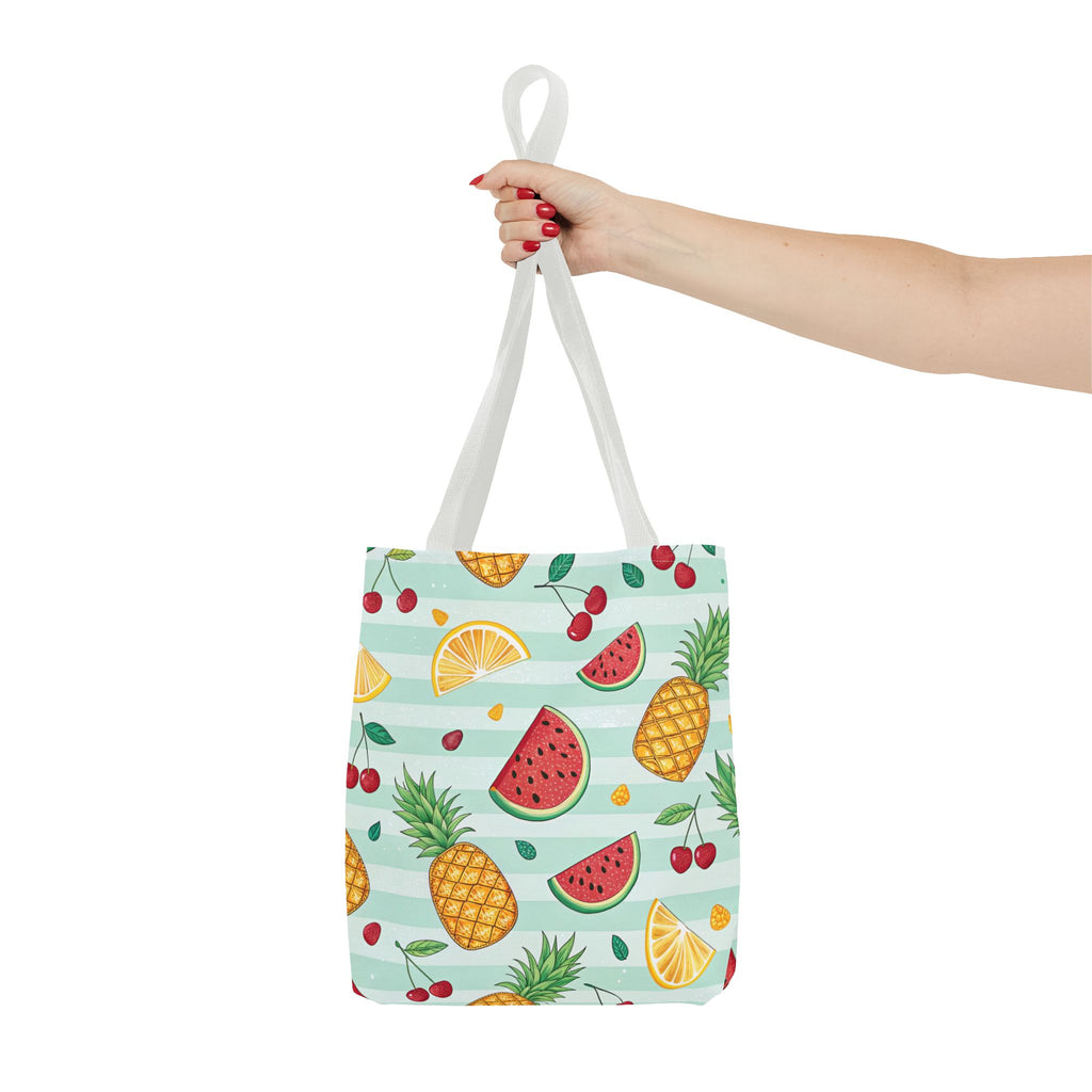 Tropical Fruit Pattern Tote Bag | Pineapple Watermelon Cherry Citrus Beach