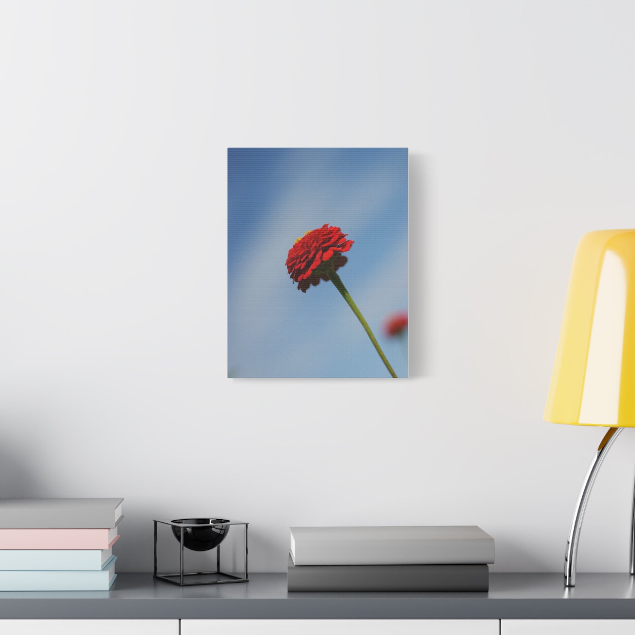 Red Zinnia Bloom Canvas | Stretched Matte Wall Art