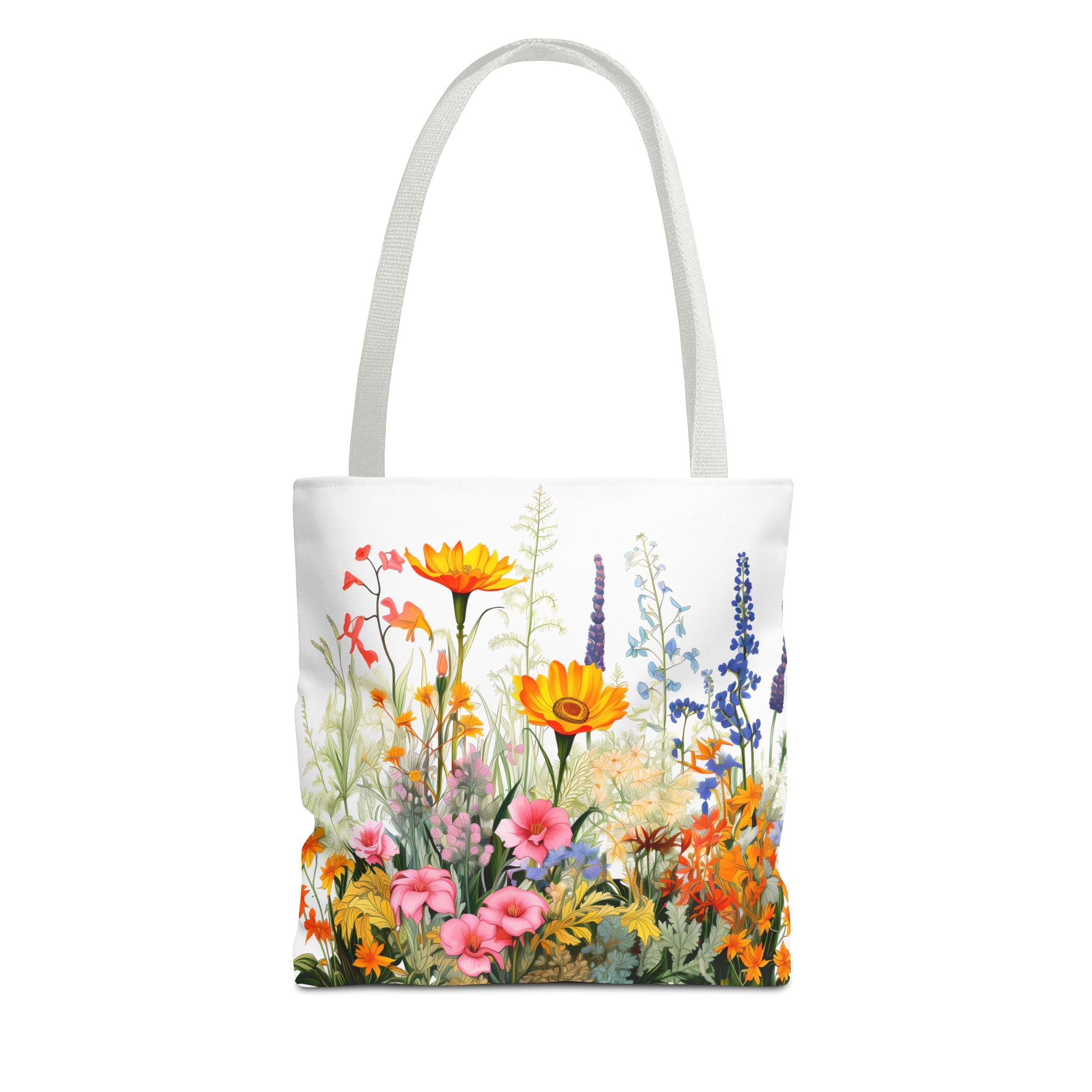 Wildflower Garden Tote Bag | Floral Meadow Illustration, Colorful Bloom Print