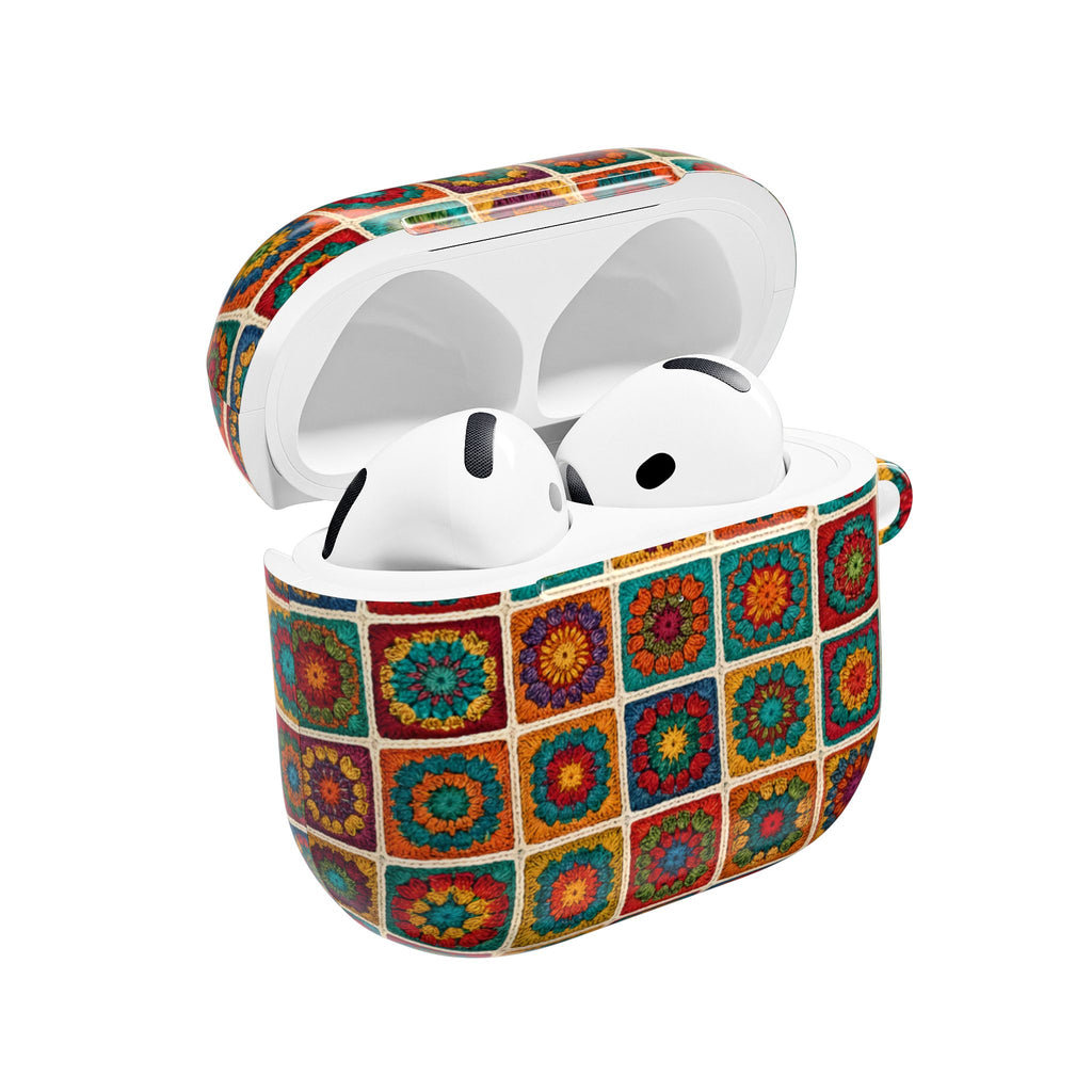 Colorful Crochet Granny Square AirPod Case | Boho Mosaic Pattern