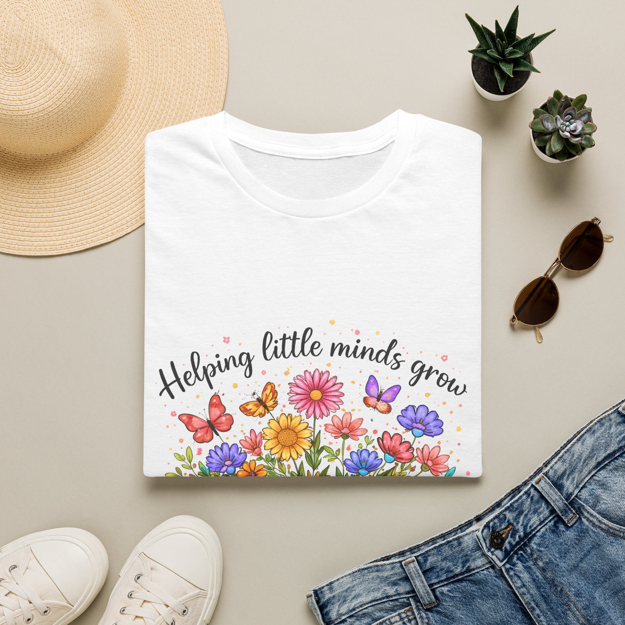 Helping Little Minds Grow T-Shirt | Teach Love Inspire, Floral Open Book Design