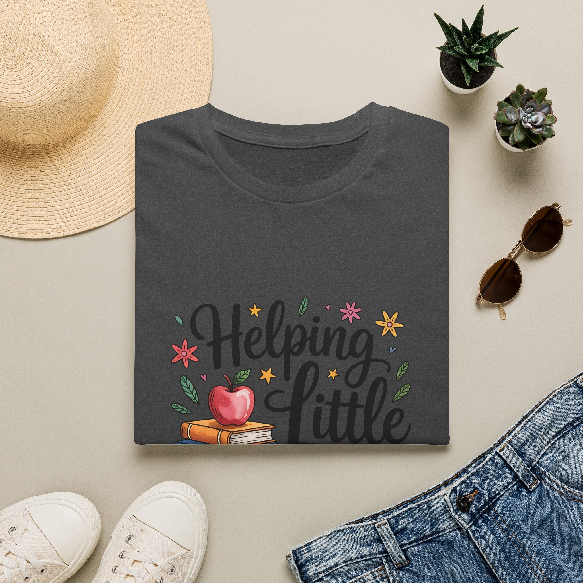 Helping Little Minds Grow T-Shirt | Teacher Books Apple Pencil Design