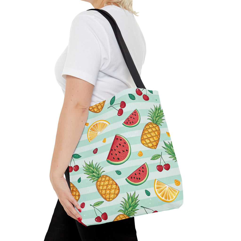 Tropical Fruit Pattern Tote Bag | Pineapple Watermelon Cherry Citrus Beach