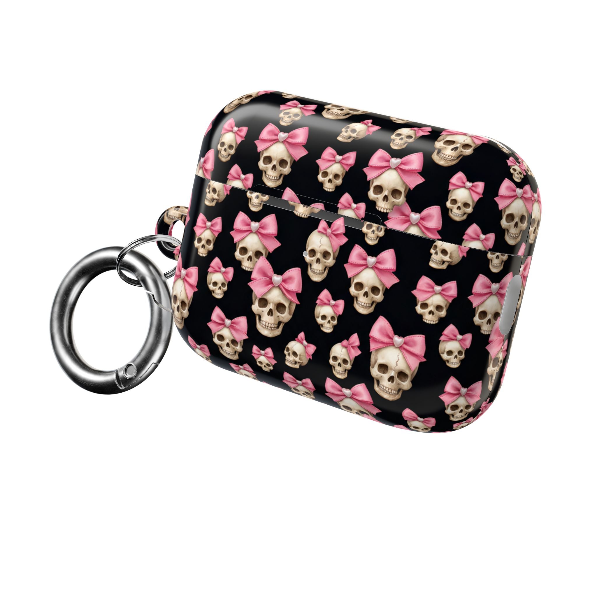 Pink Bow Skull AirPod Case | Cute Gothic Skull Pattern