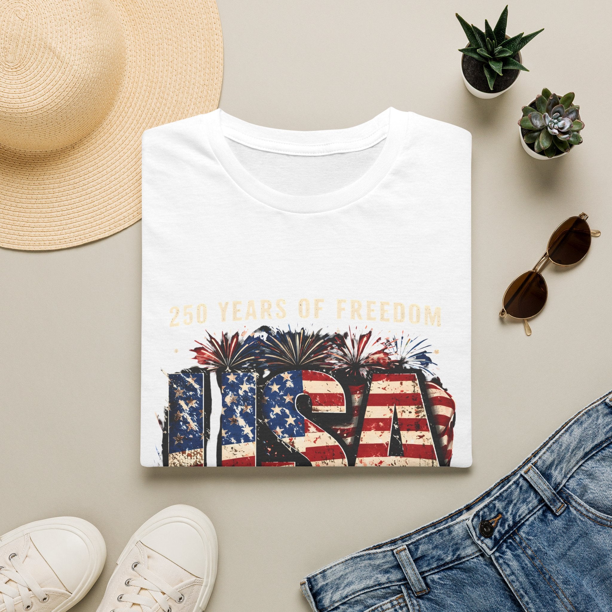 USA Flag Graphic T-Shirt | American Flag Typography, Patriotic Fourth of July