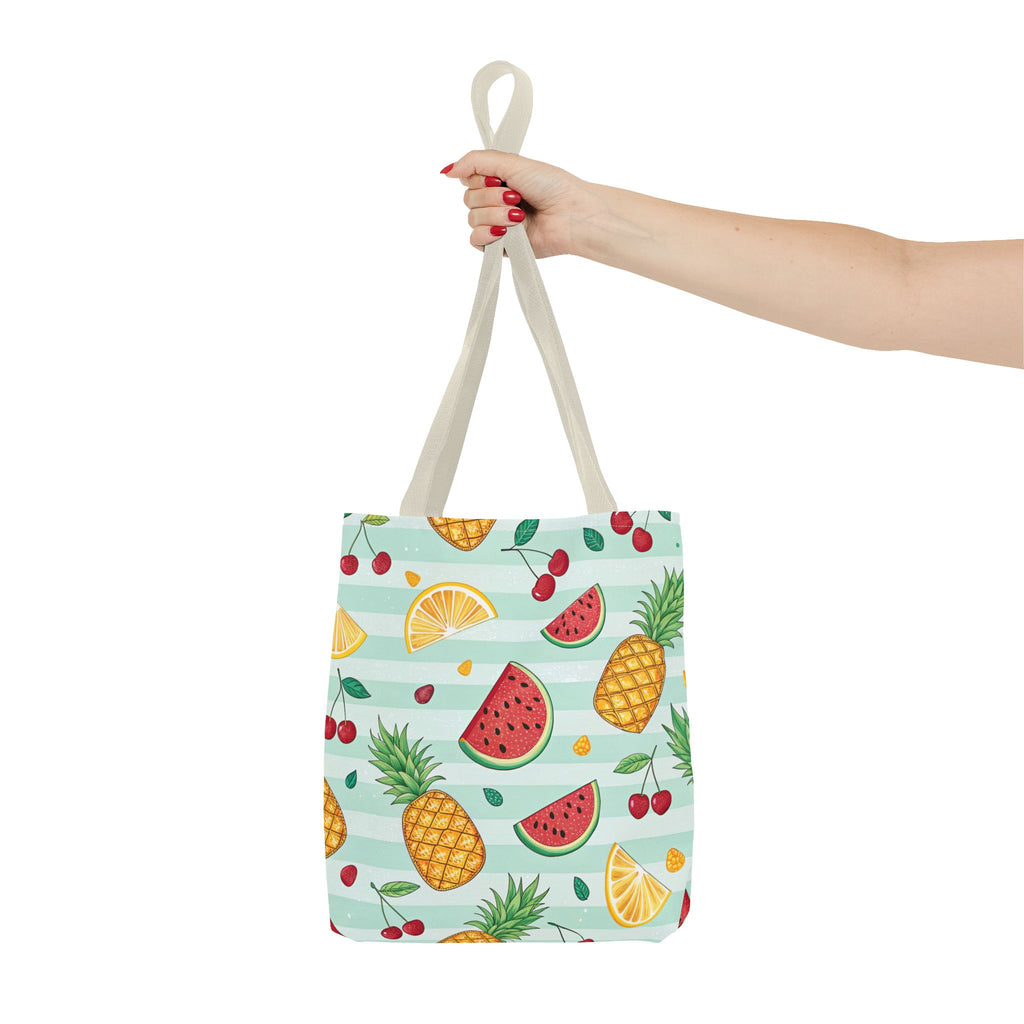 Tropical Fruit Pattern Tote Bag | Pineapple Watermelon Cherry Citrus Beach
