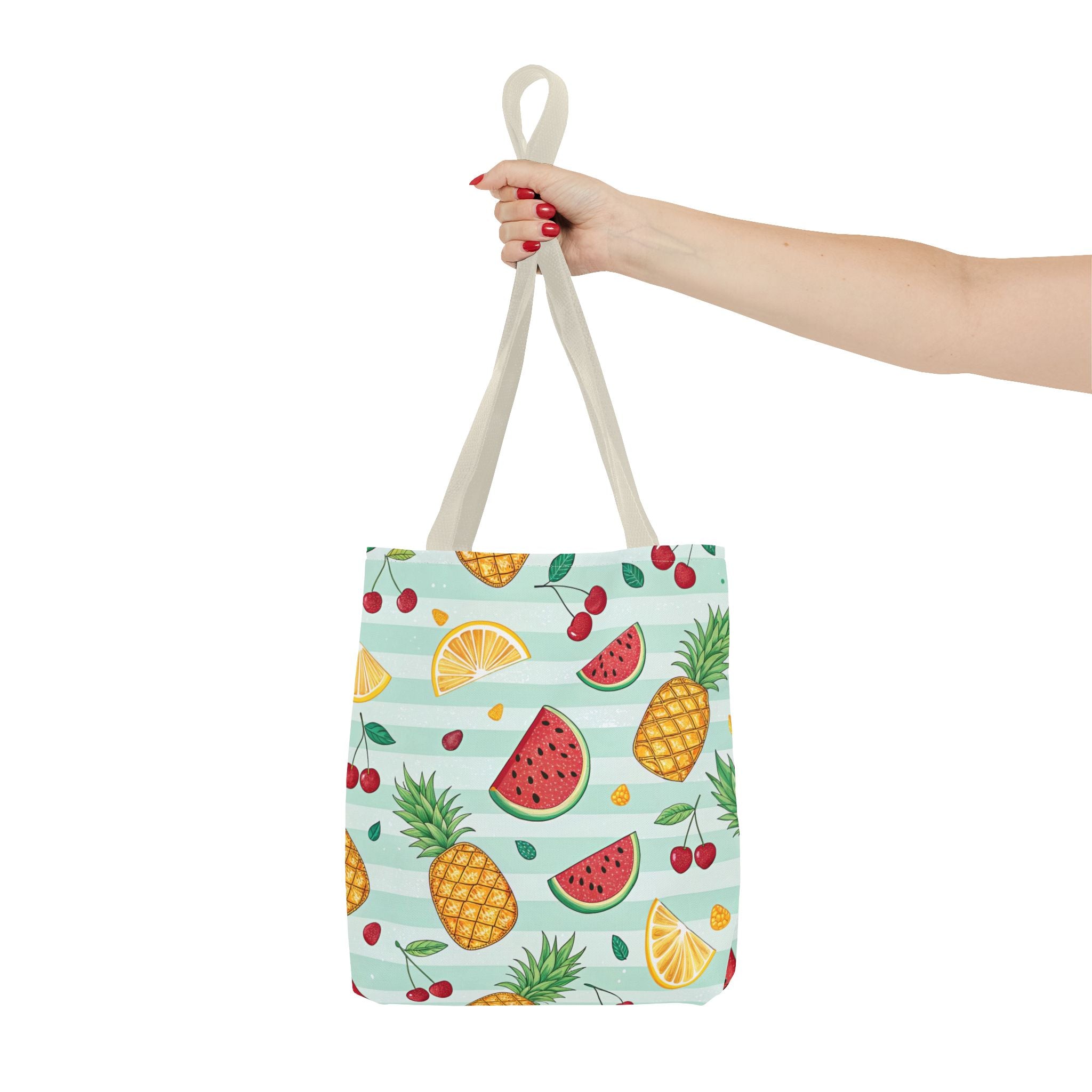 Tropical Fruit Pattern Tote Bag | Pineapple Watermelon Cherry Citrus Beach