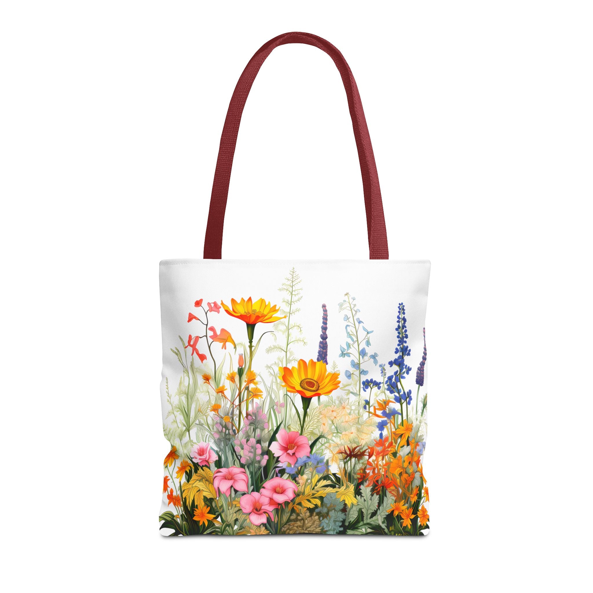 Wildflower Garden Tote Bag | Floral Meadow Illustration, Colorful Bloom Print