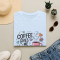 Coffee Gives Me Teacher Power T-Shirt | Teacher Coffee Mug Stack Design