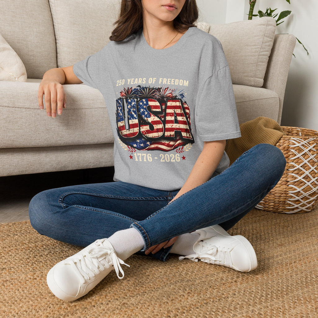 USA Flag Graphic T-Shirt | American Flag Typography, Patriotic Fourth of July