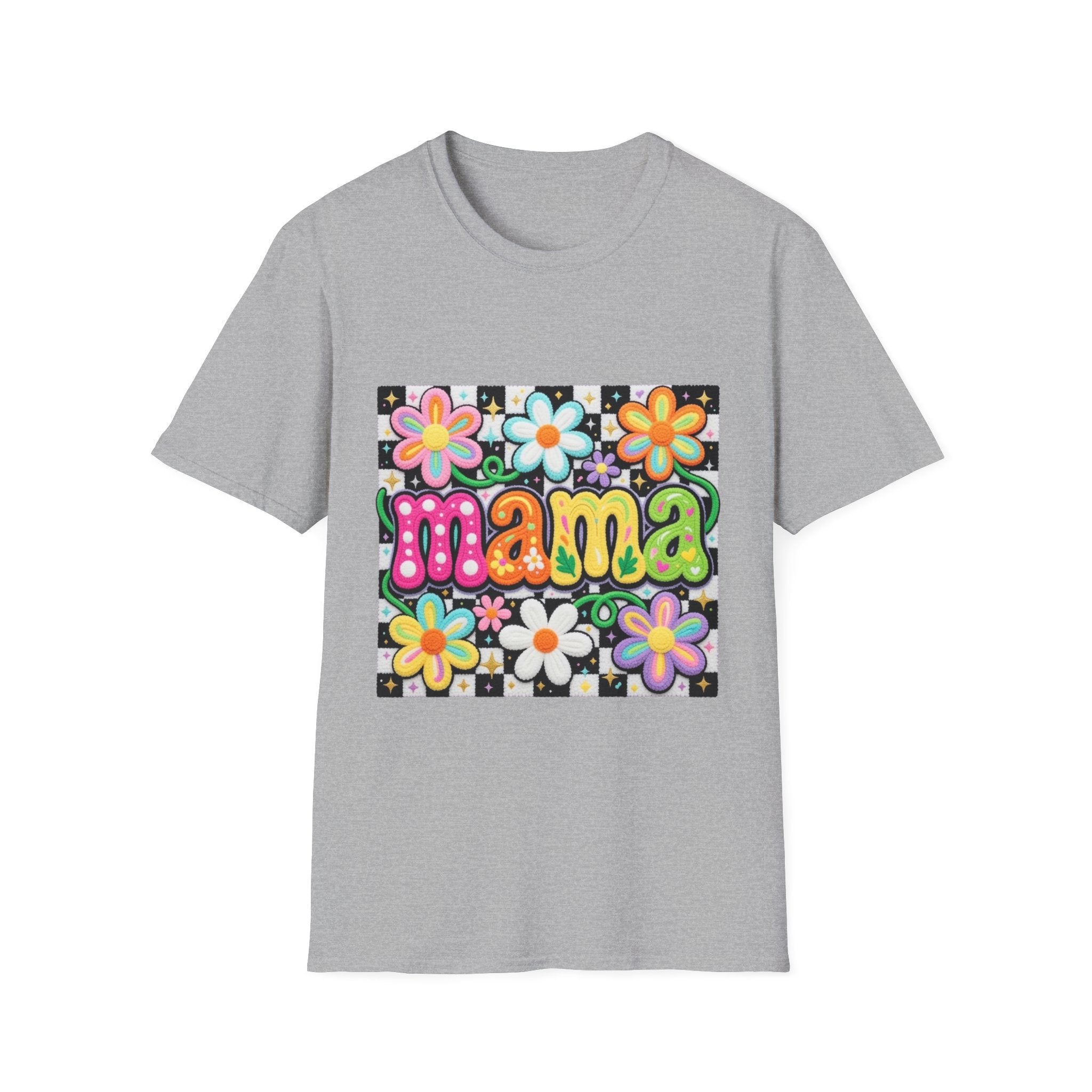 Mama Floral Retro Bubble Letters T-Shirt | Colorful Flower Design