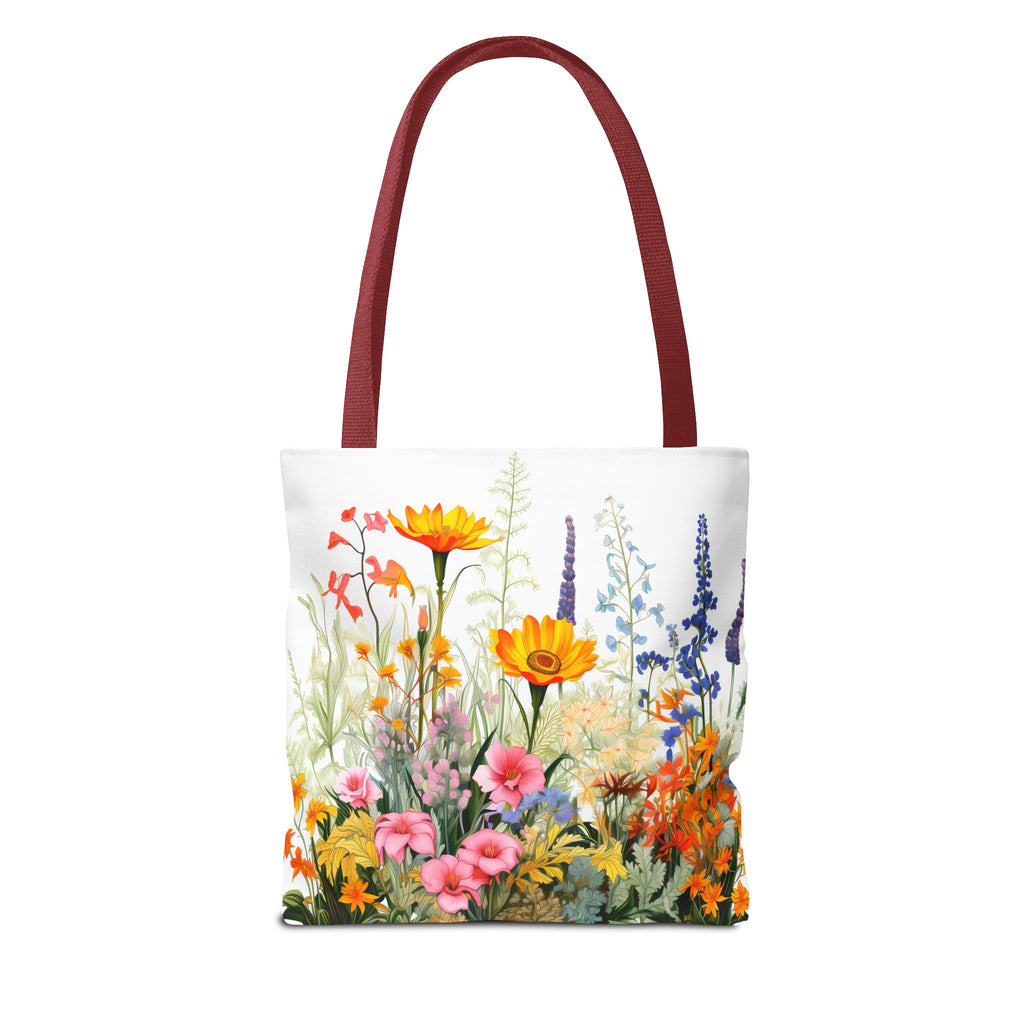 Wildflower Garden Tote Bag | Floral Meadow Illustration, Colorful Bloom Print