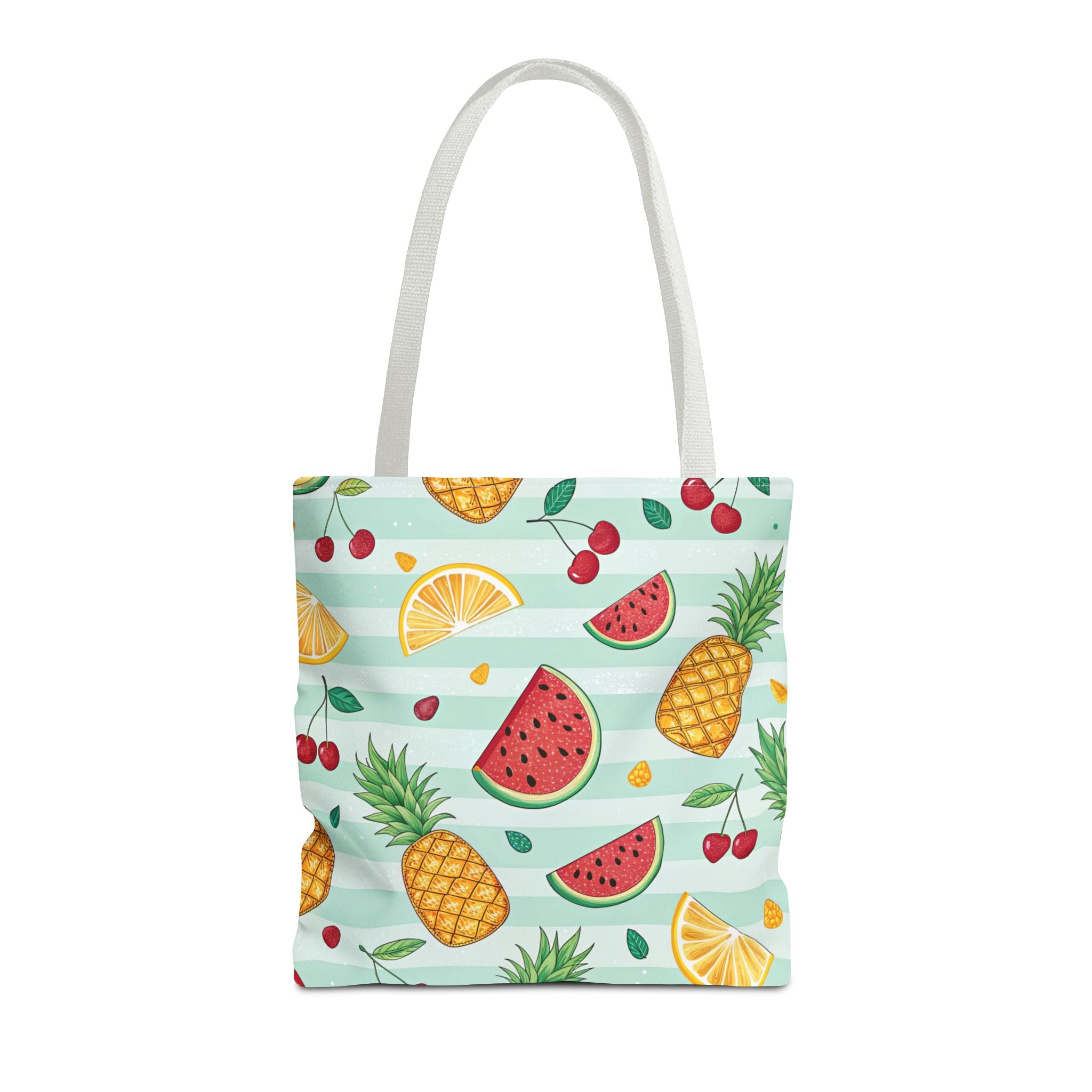Tropical Fruit Pattern Tote Bag | Pineapple Watermelon Cherry Citrus Beach