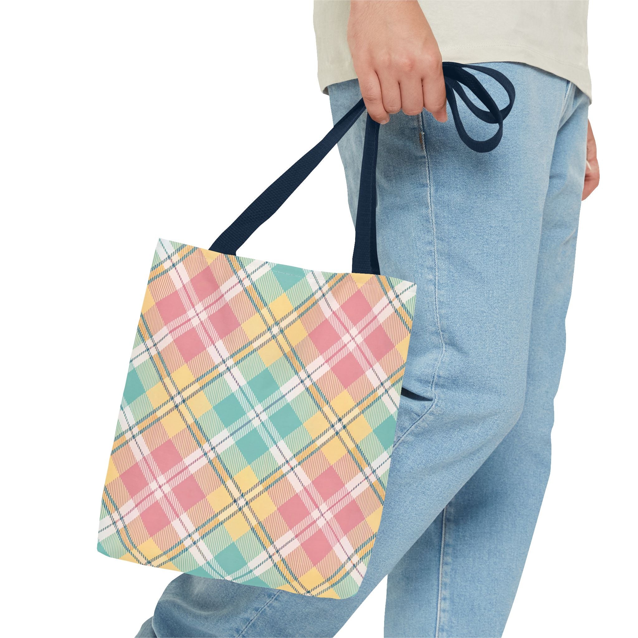 Pastel Plaid Tote Bag | Spring Plaid Pattern, Pastel Checkered Tote