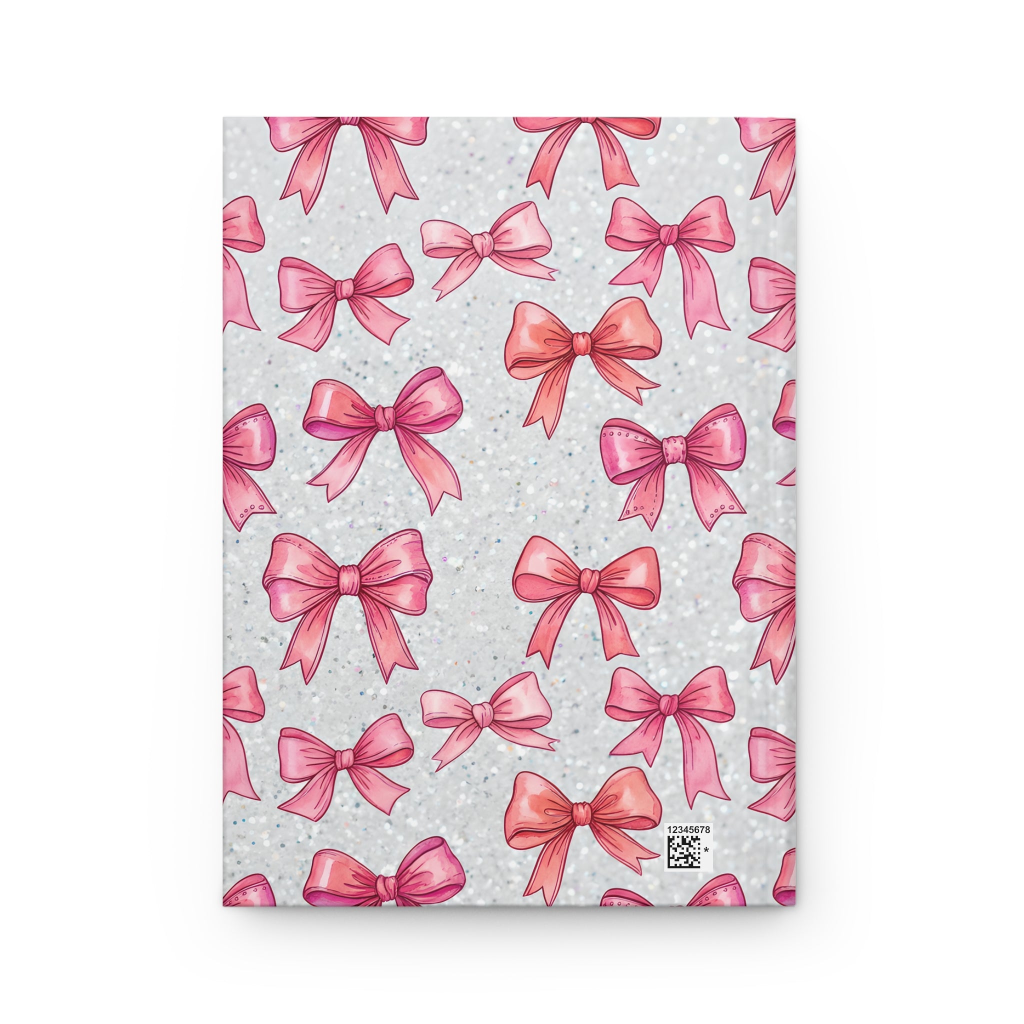 Pink Bow Pattern Hardcover Journal Cute Ribbon Notebook for Gifts & Daily Notes