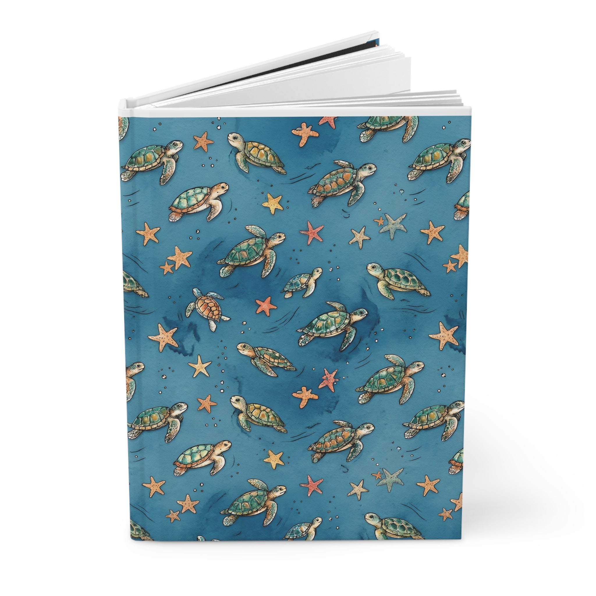 Sea Turtle Pattern Hardcover Journal  Ocean Blue Notebook for Travel, Nature Lovers & Gifts