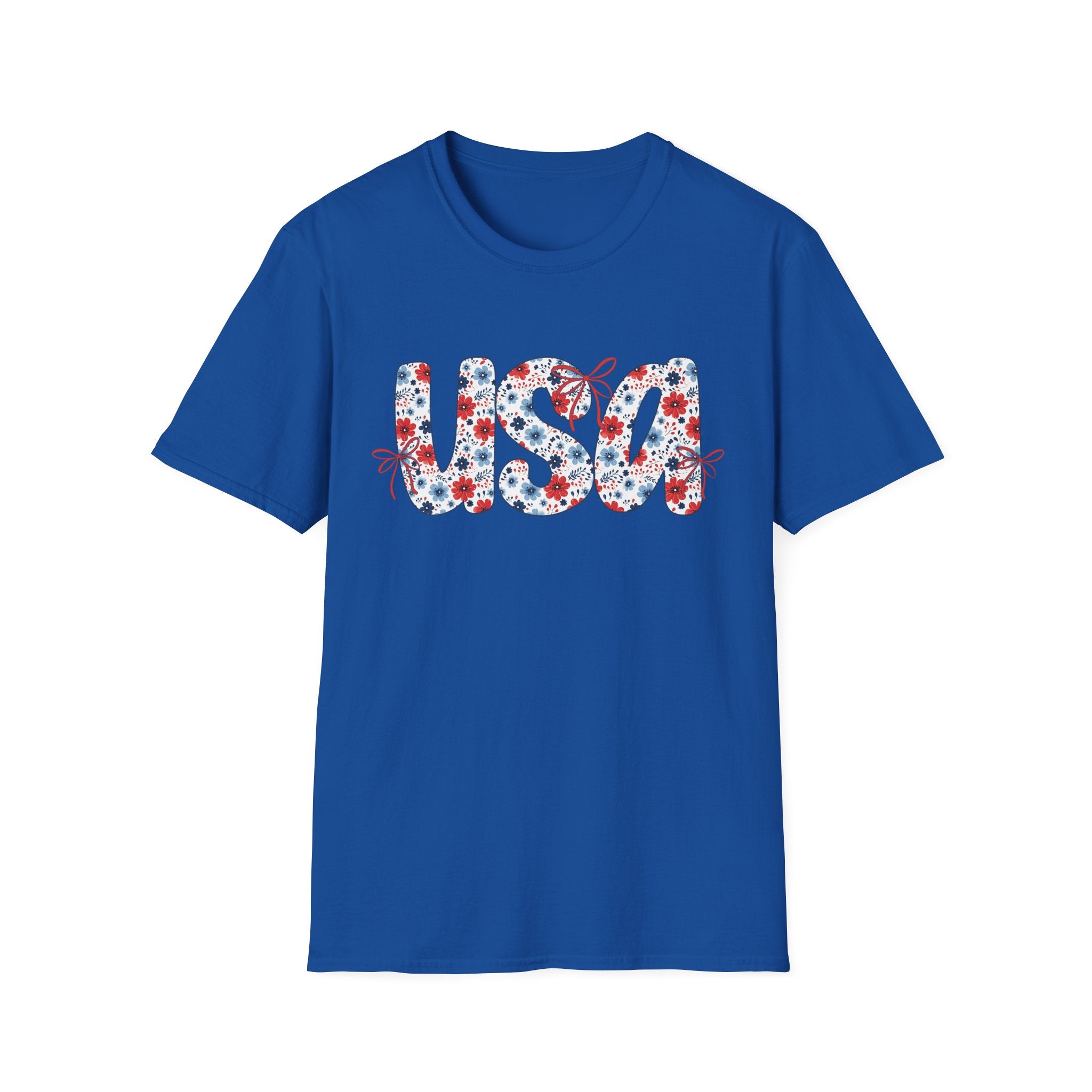 USA floral letters T-Shirt | Patriotic 4th of July design