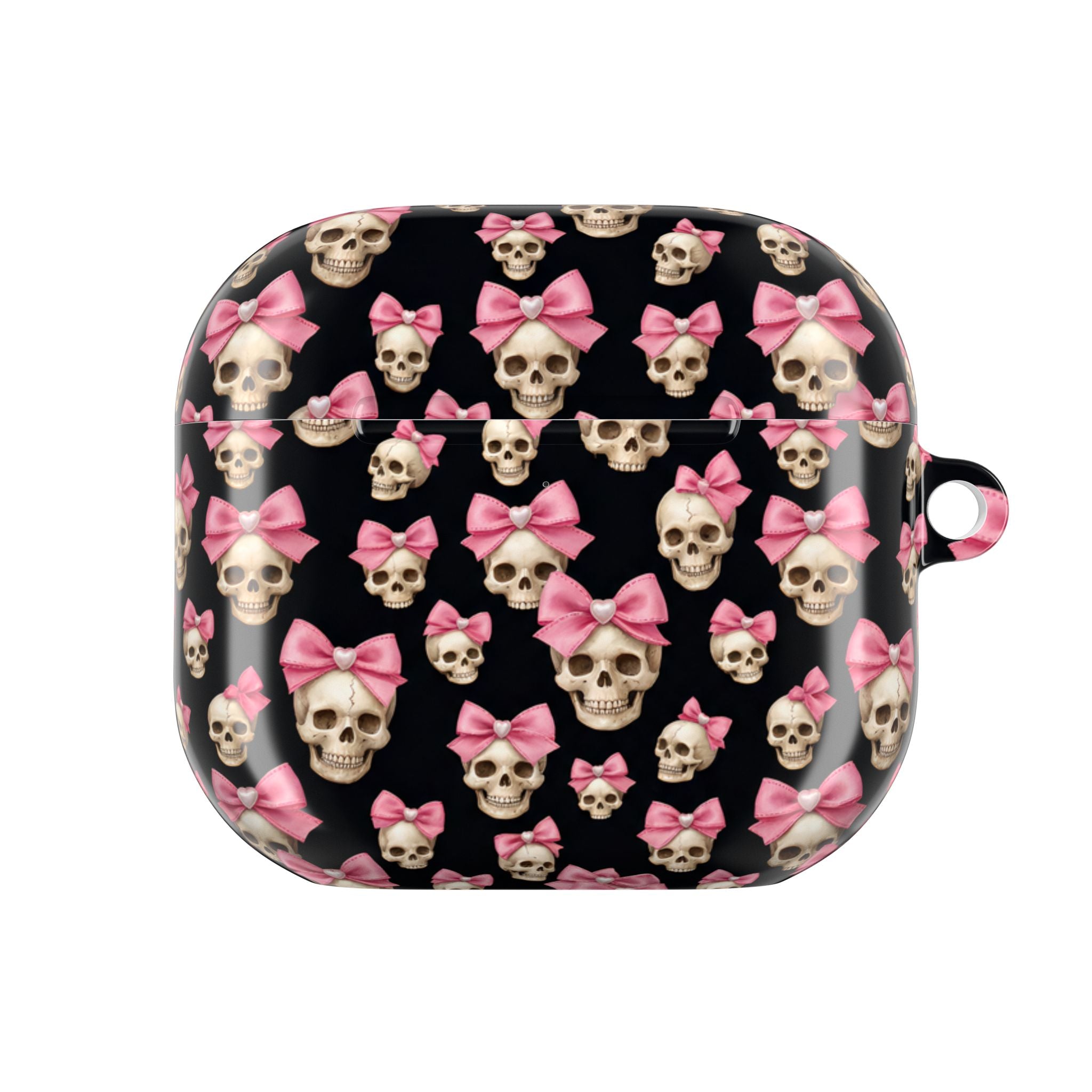 Pink Bow Skull AirPod Case | Cute Gothic Skull Pattern