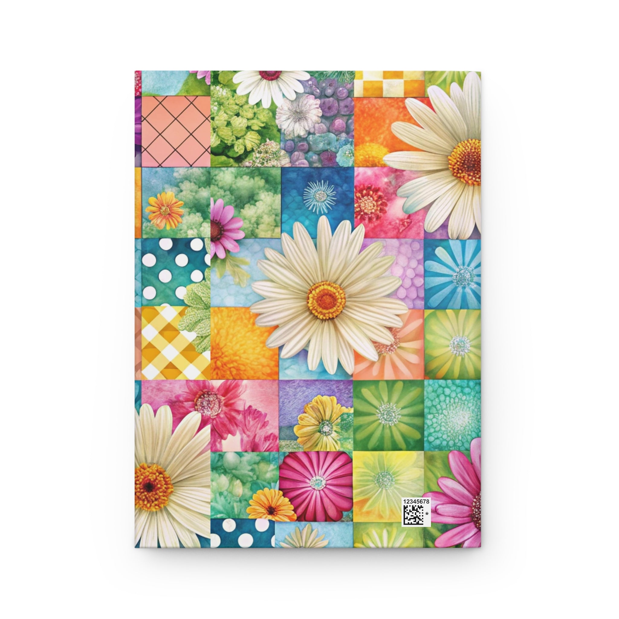 Patchwork Floral Daisies Hardcover Journal | Colorful Garden Notebook