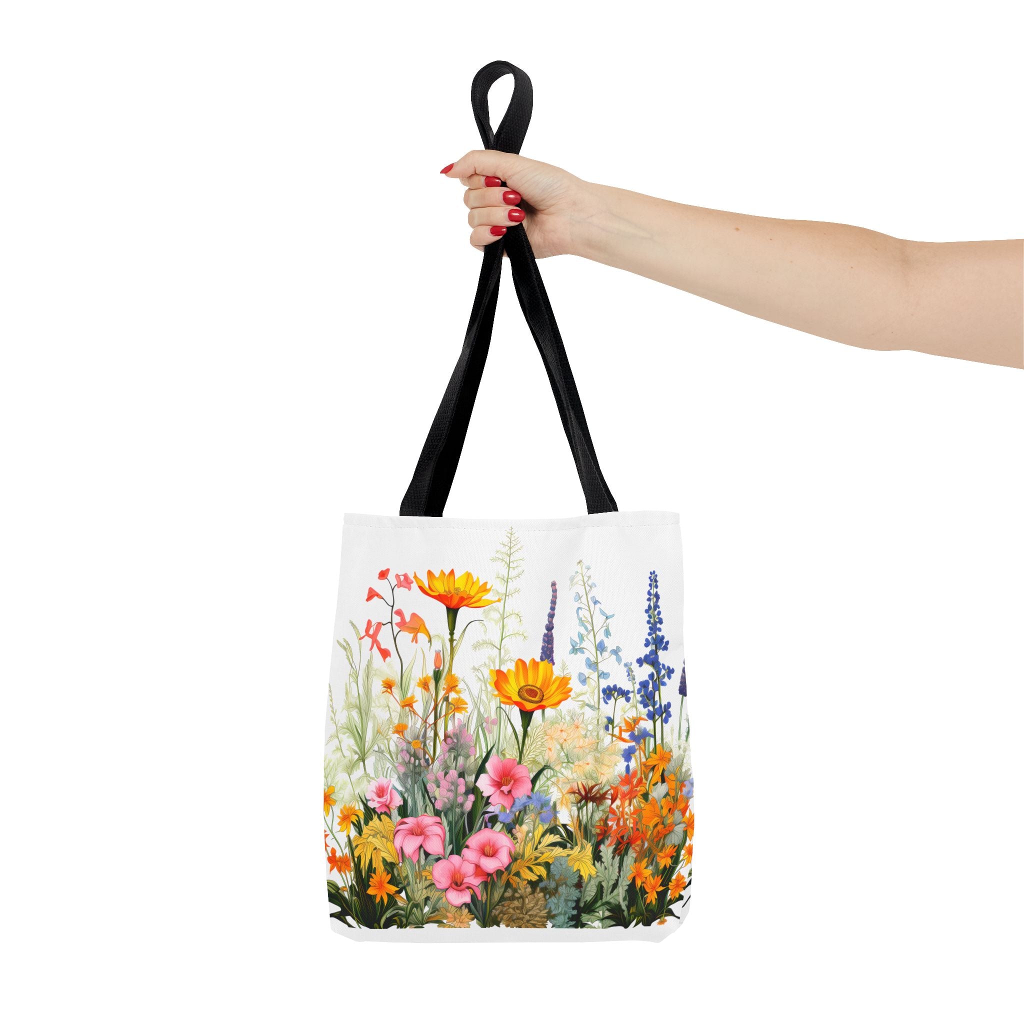 Wildflower Garden Tote Bag | Floral Meadow Illustration, Colorful Bloom Print