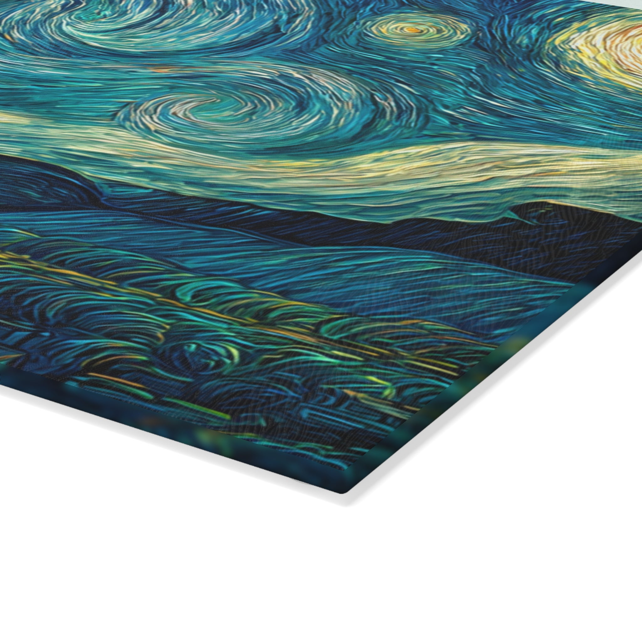 Starry Night artwork Glass Cutting Board | Van Gogh inspired kitchen decor