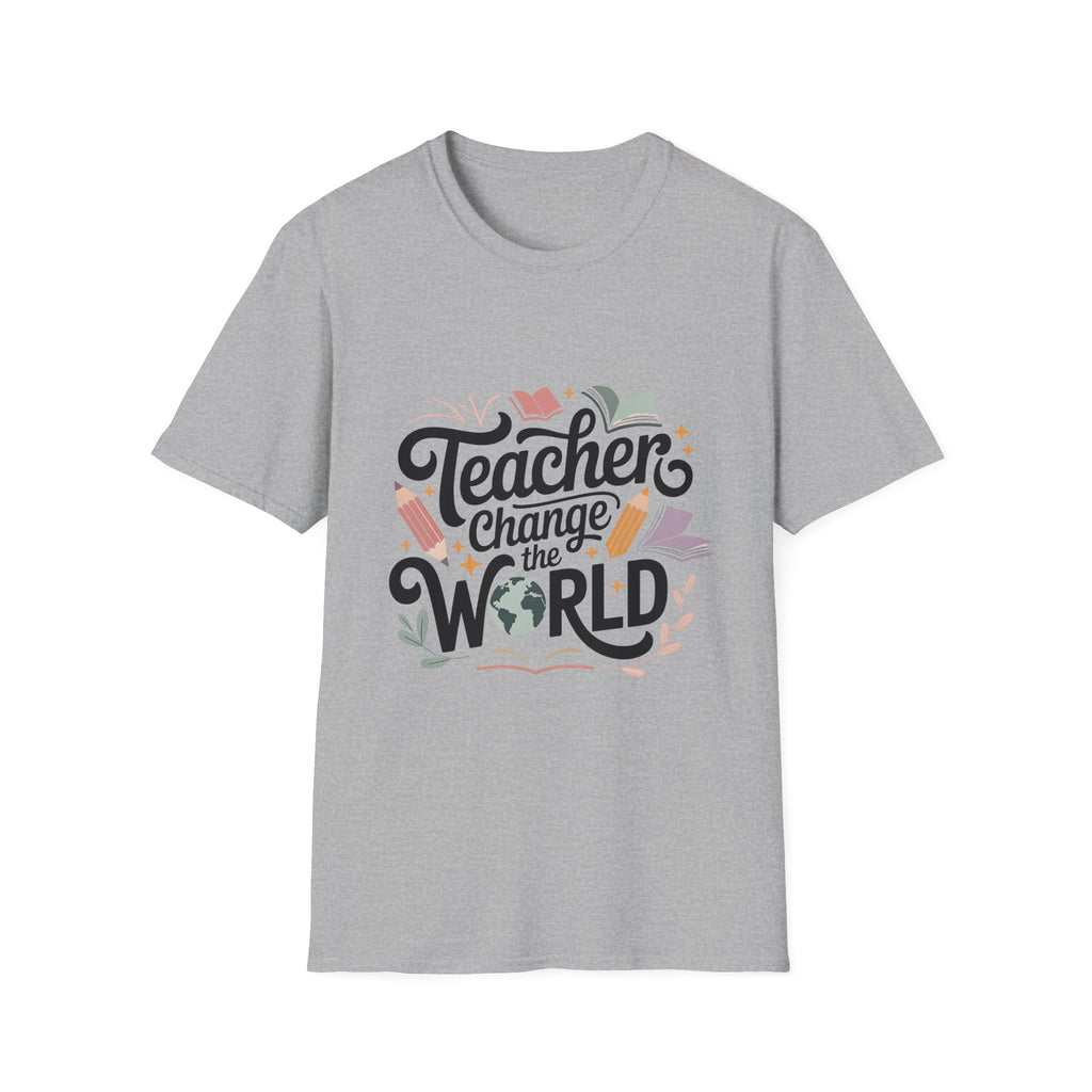 Teacher Change the World T-Shirt | School Teacher Typography Tee
