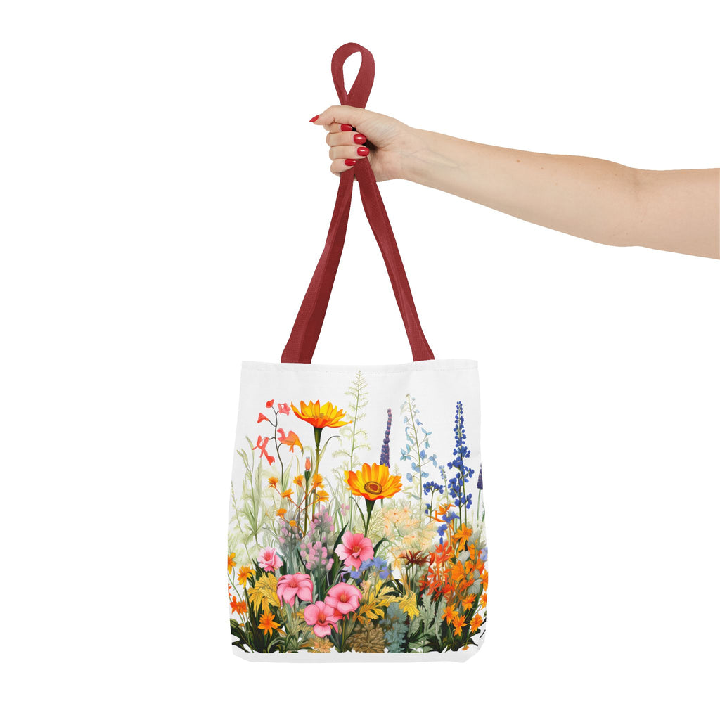Wildflower Garden Tote Bag | Floral Meadow Illustration, Colorful Bloom Print