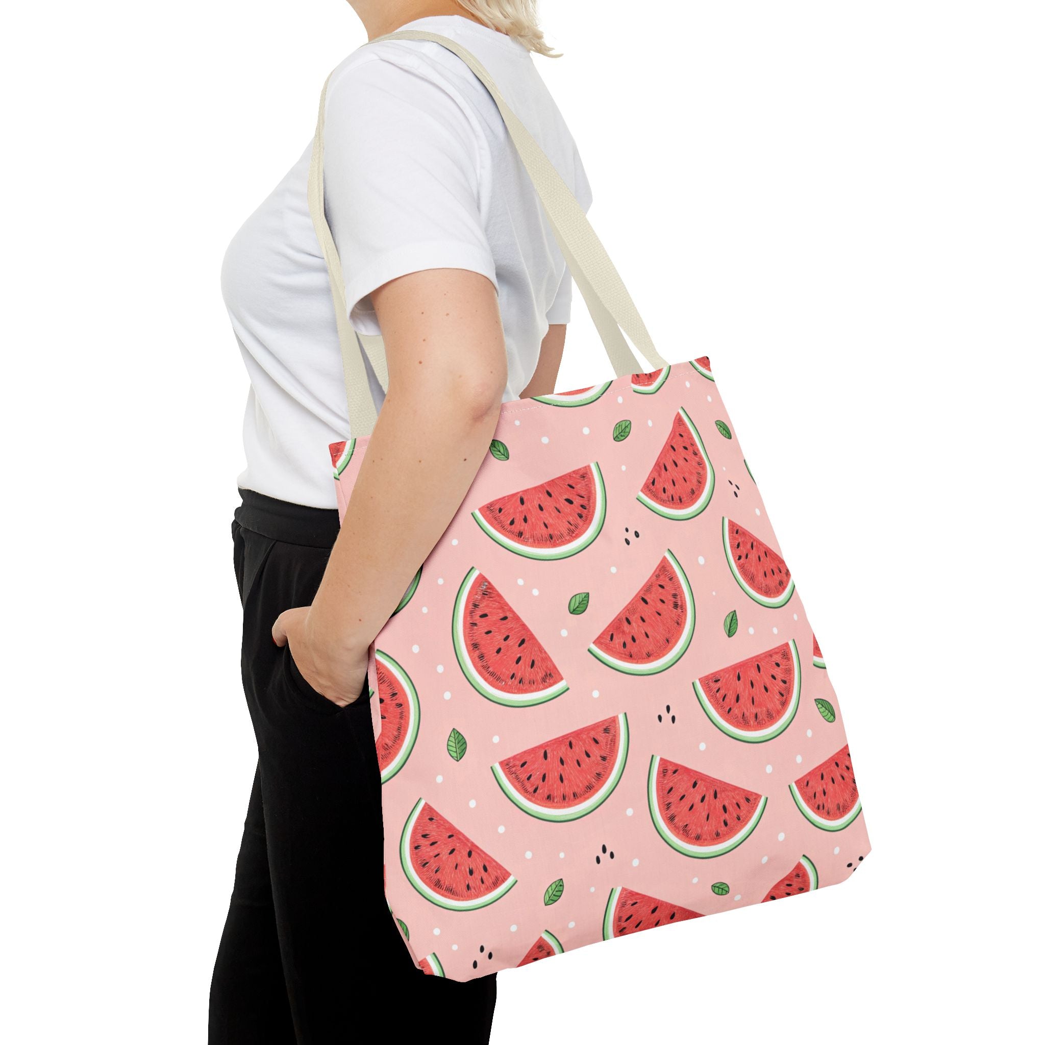 Watermelon Pattern Tote Bag | Pink Summer Fruit Print