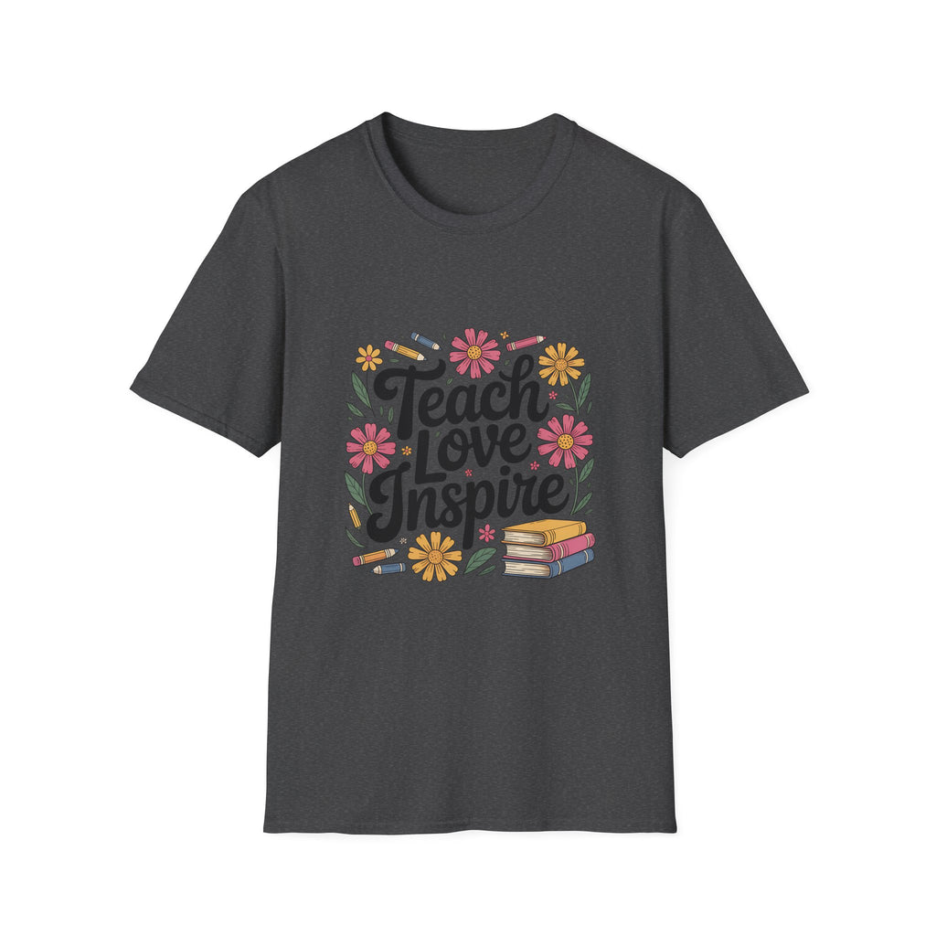 Teach Love Inspire T-Shirt | Floral Books Teacher Appreciation