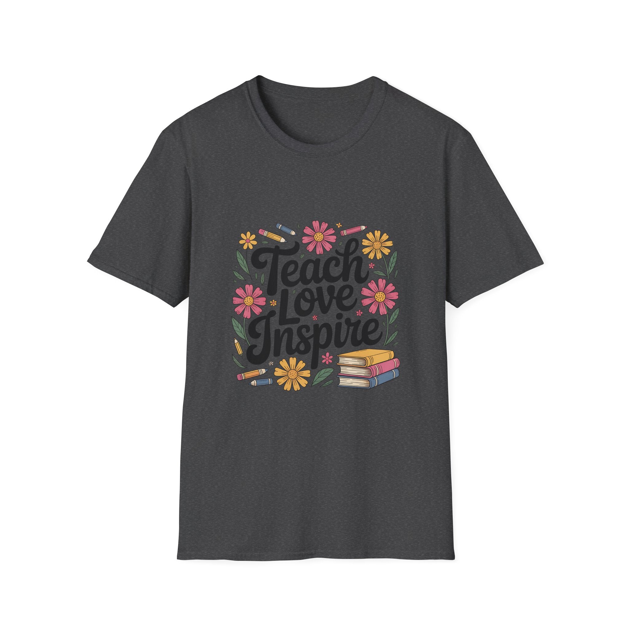 Teach Love Inspire T-Shirt | Floral Books Teacher Appreciation