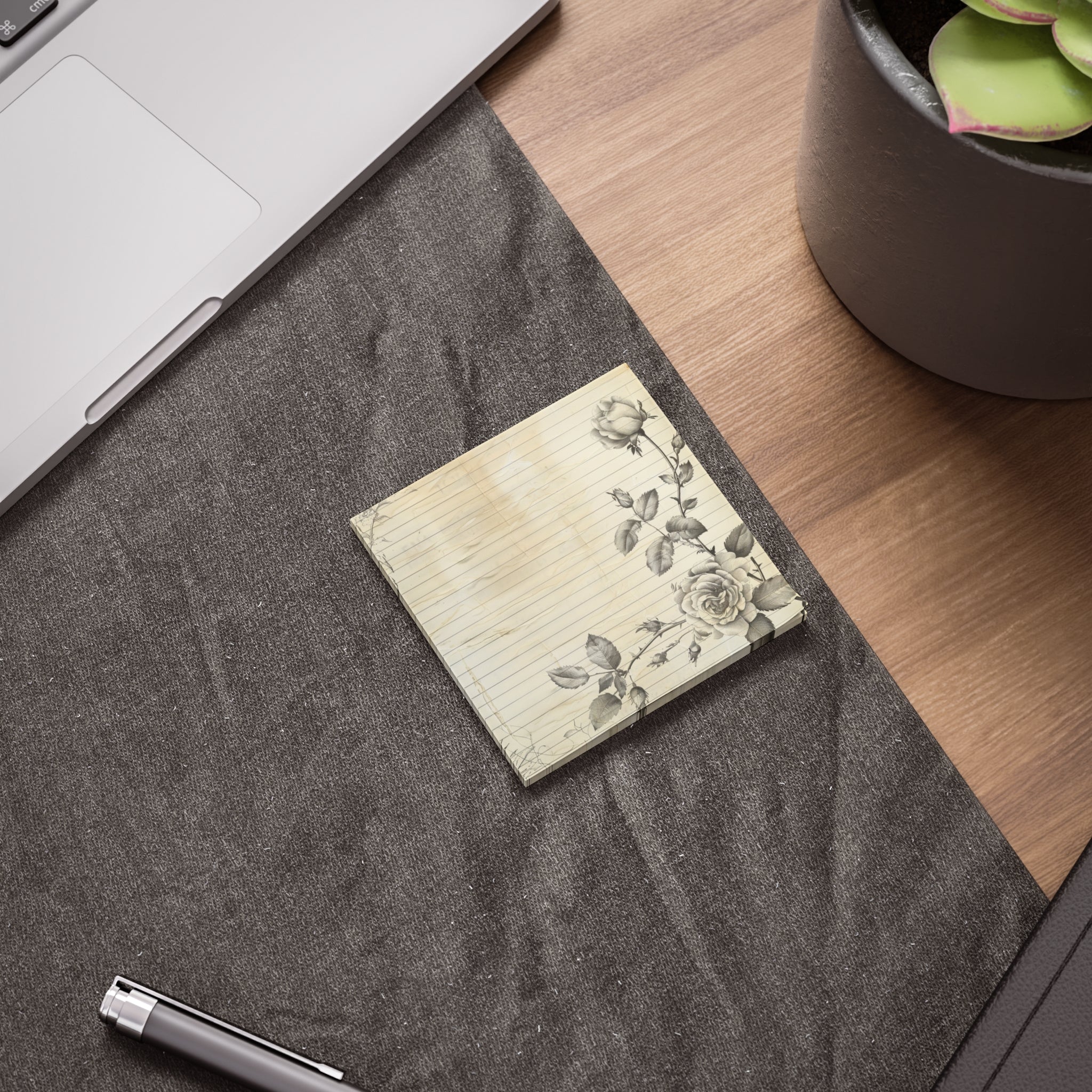 Vintage Rose Lined Notepad Post-it Note Pads | Floral Stationery