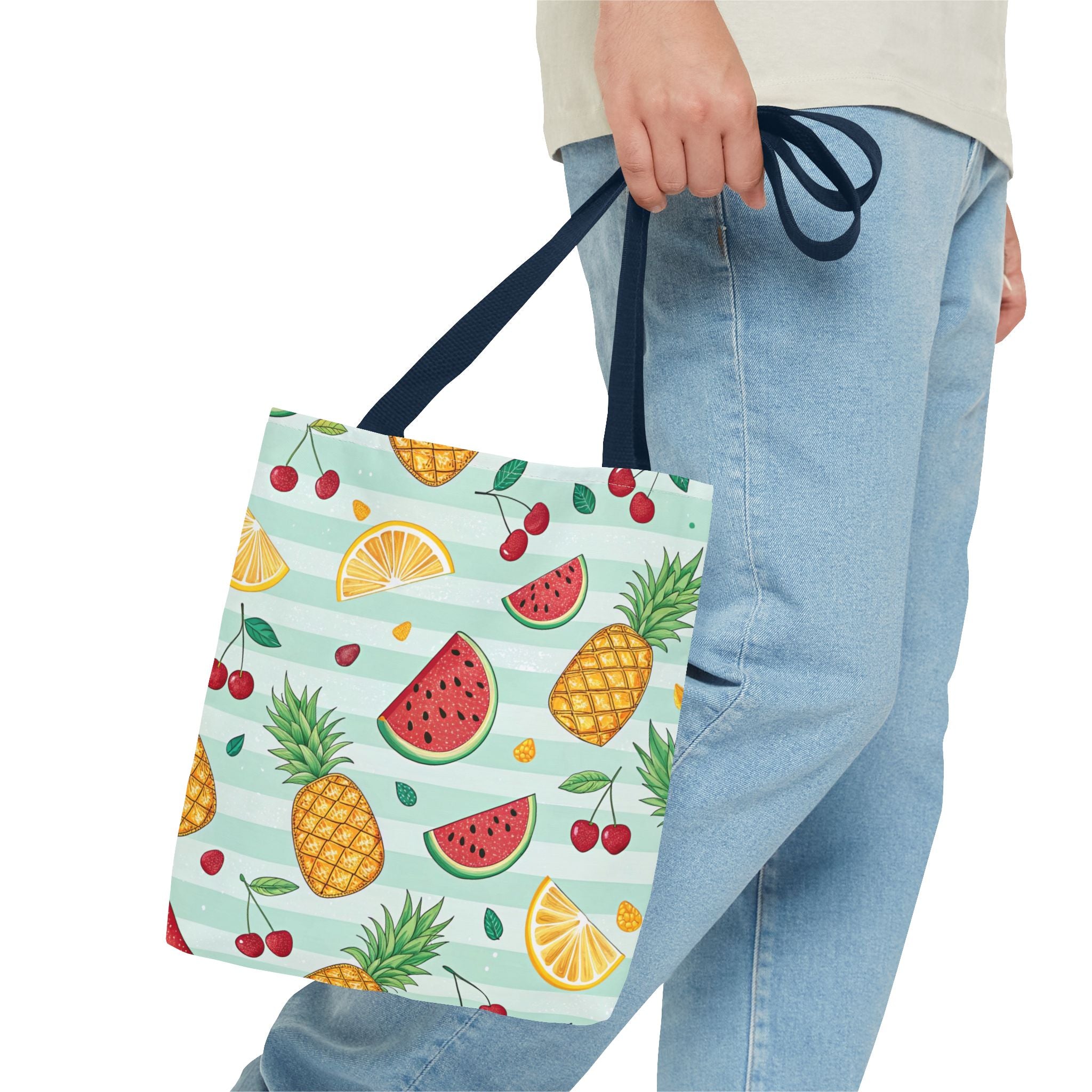 Tropical Fruit Pattern Tote Bag | Pineapple Watermelon Cherry Citrus Beach