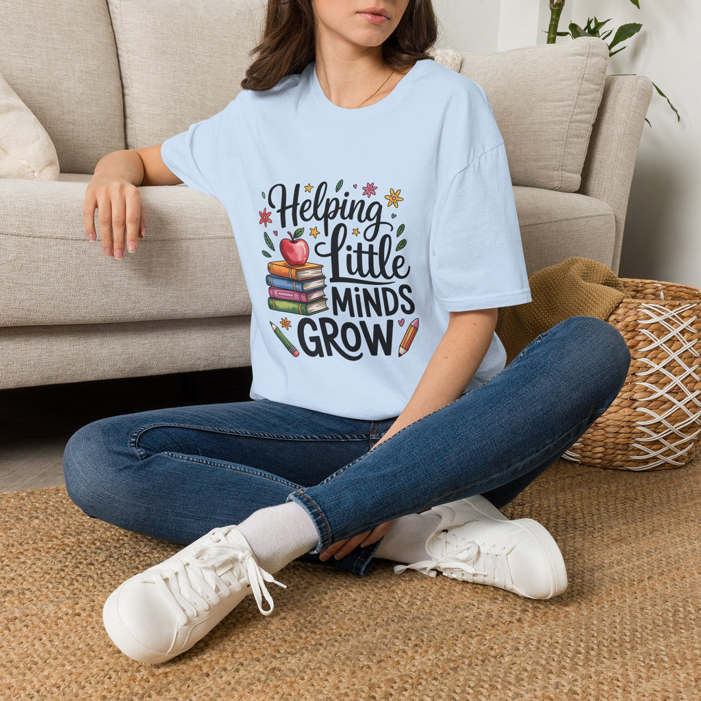 Helping Little Minds Grow T-Shirt | Teacher Books Apple Pencil Design