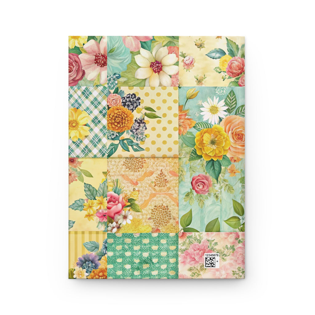 Patchwork Floral Hardcover Journal | Vintage Roses, Daisies, Quilted Pattern