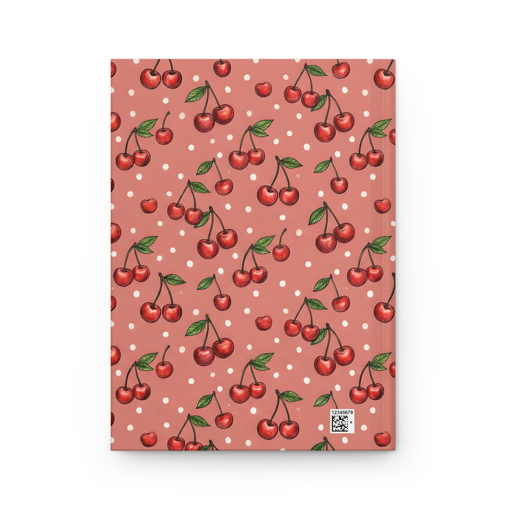 Cherry Pattern Hardcover Journal  Retro Polka Dot Notebook for Notes & Journaling