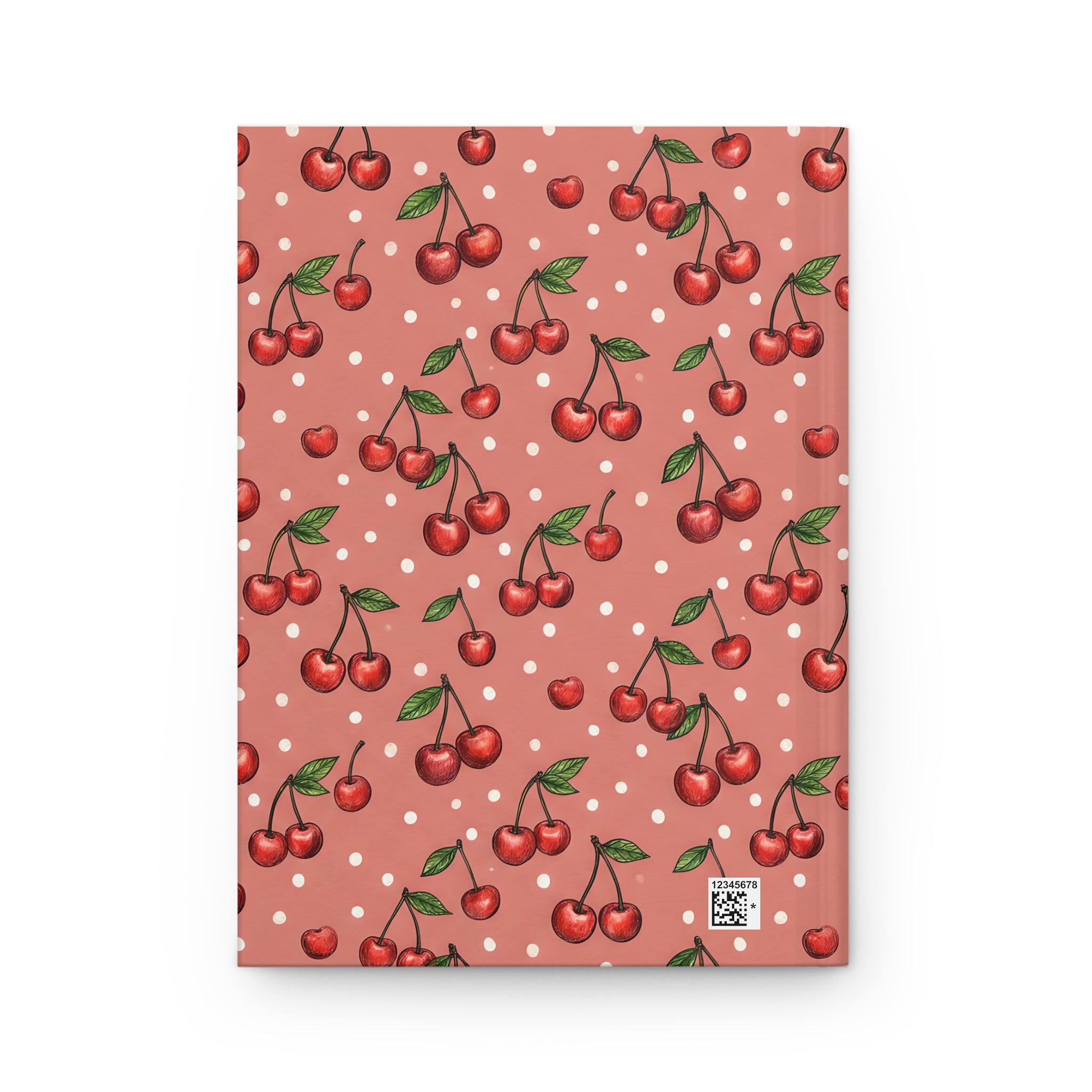 Cherry Pattern Hardcover Journal  Retro Polka Dot Notebook for Notes & Journaling