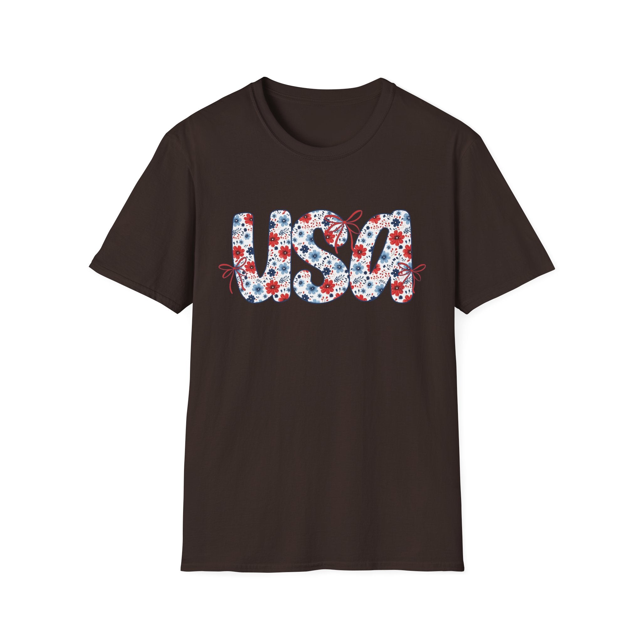 USA floral letters T-Shirt | Patriotic 4th of July design