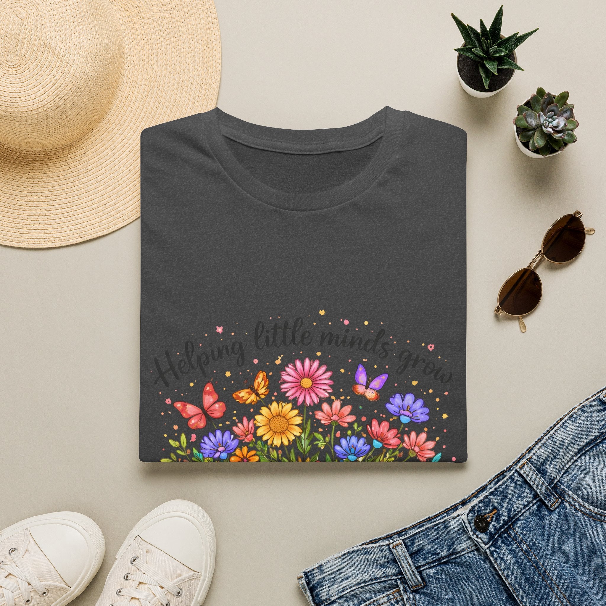Helping Little Minds Grow T-Shirt | Teach Love Inspire, Floral Open Book Design