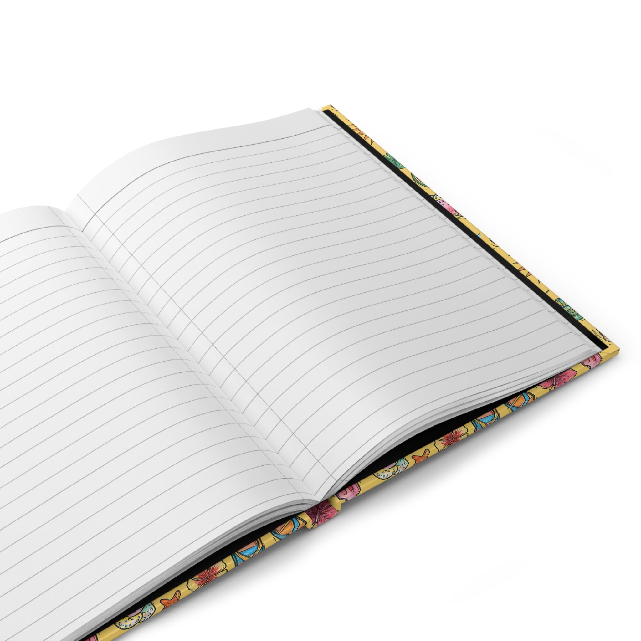 Summer Vibes Hardcover Journal  Beach Pattern Notebook with Sunglasses, Flip Flops & Ice Cream