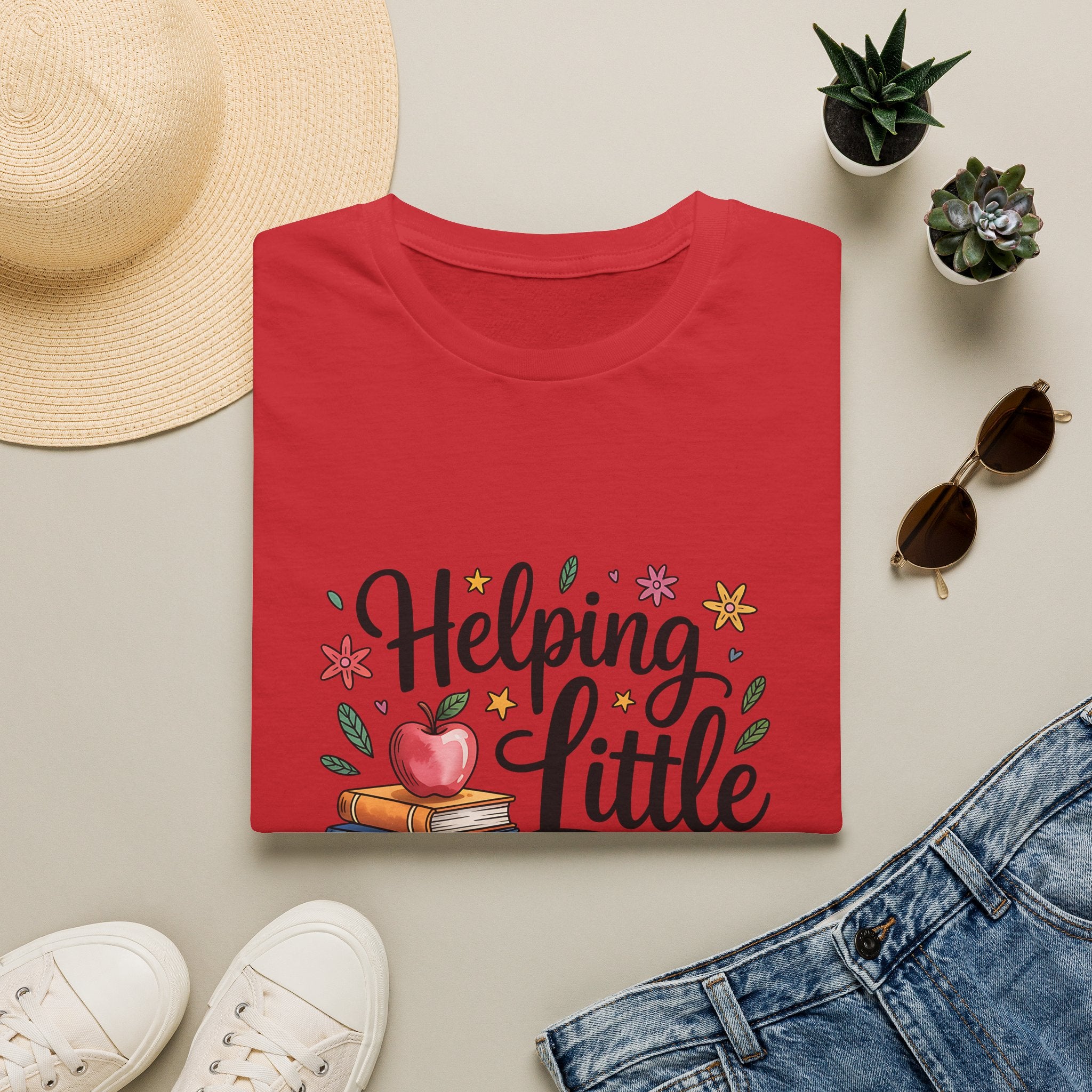 Helping Little Minds Grow T-Shirt | Teacher Books Apple Pencil Design