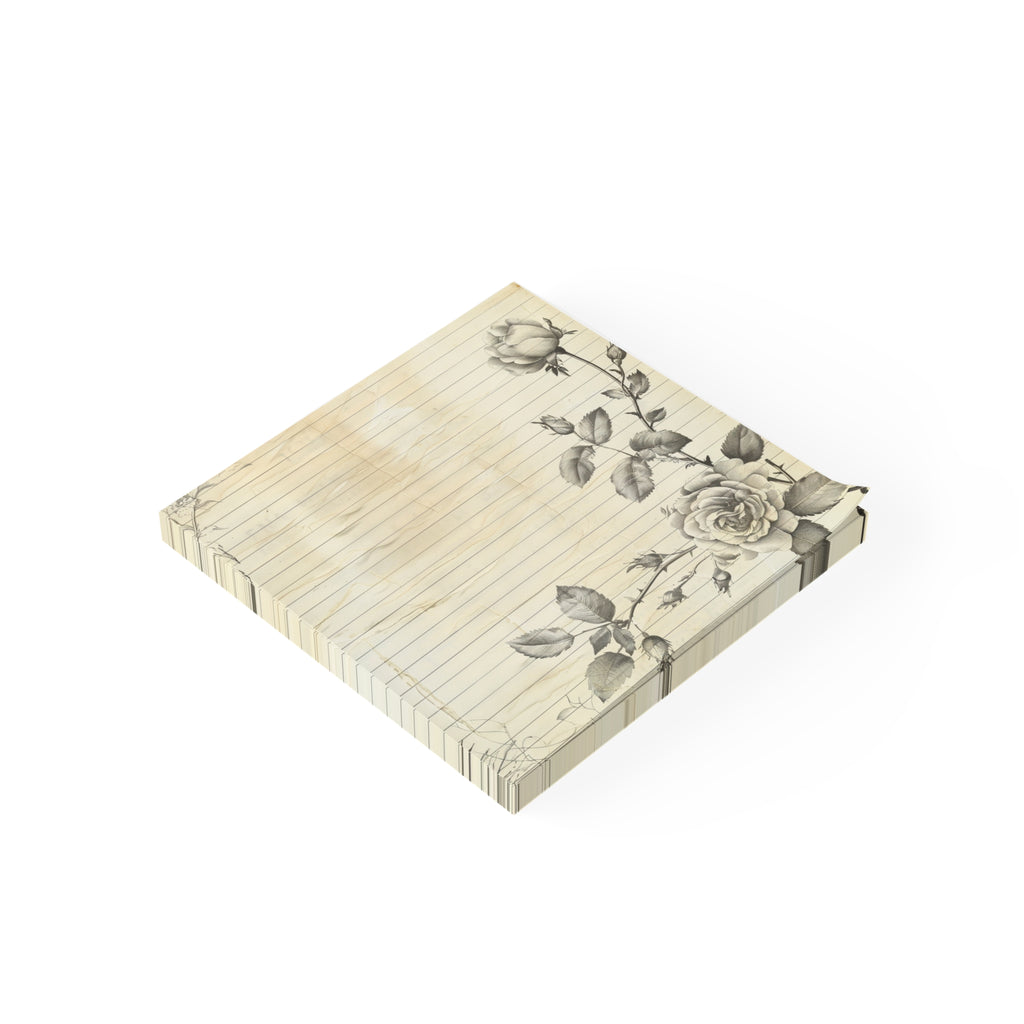 Vintage Rose Lined Notepad Post-it Note Pads | Floral Stationery