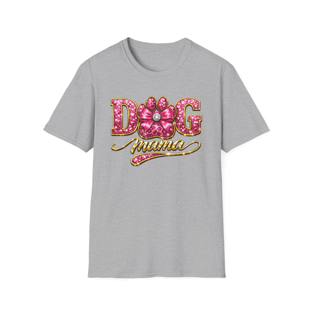 Dog Mama paw print design T-Shirt | pink glitter letters