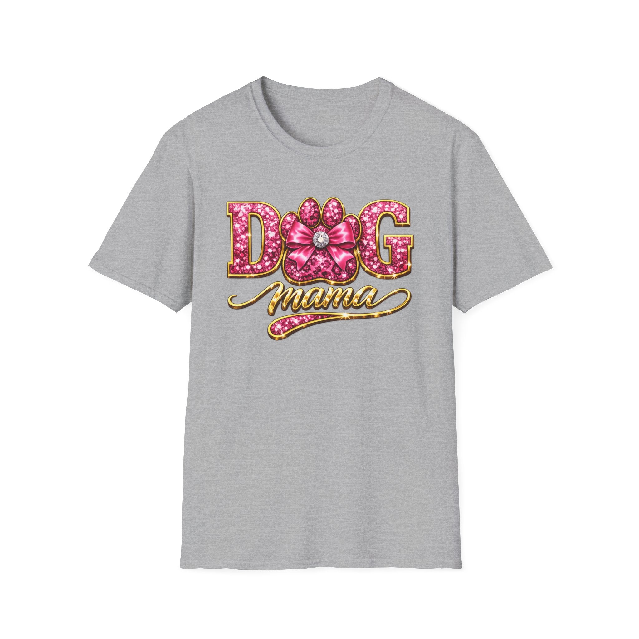 Dog Mama paw print design T-Shirt | pink glitter letters