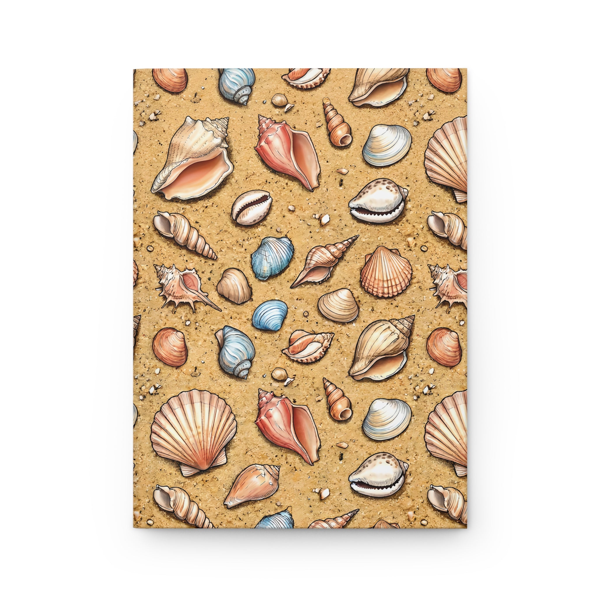 Seashell Pattern Hardcover Journal Beach Shells Notebook for Travel, Journaling & Summer Memories