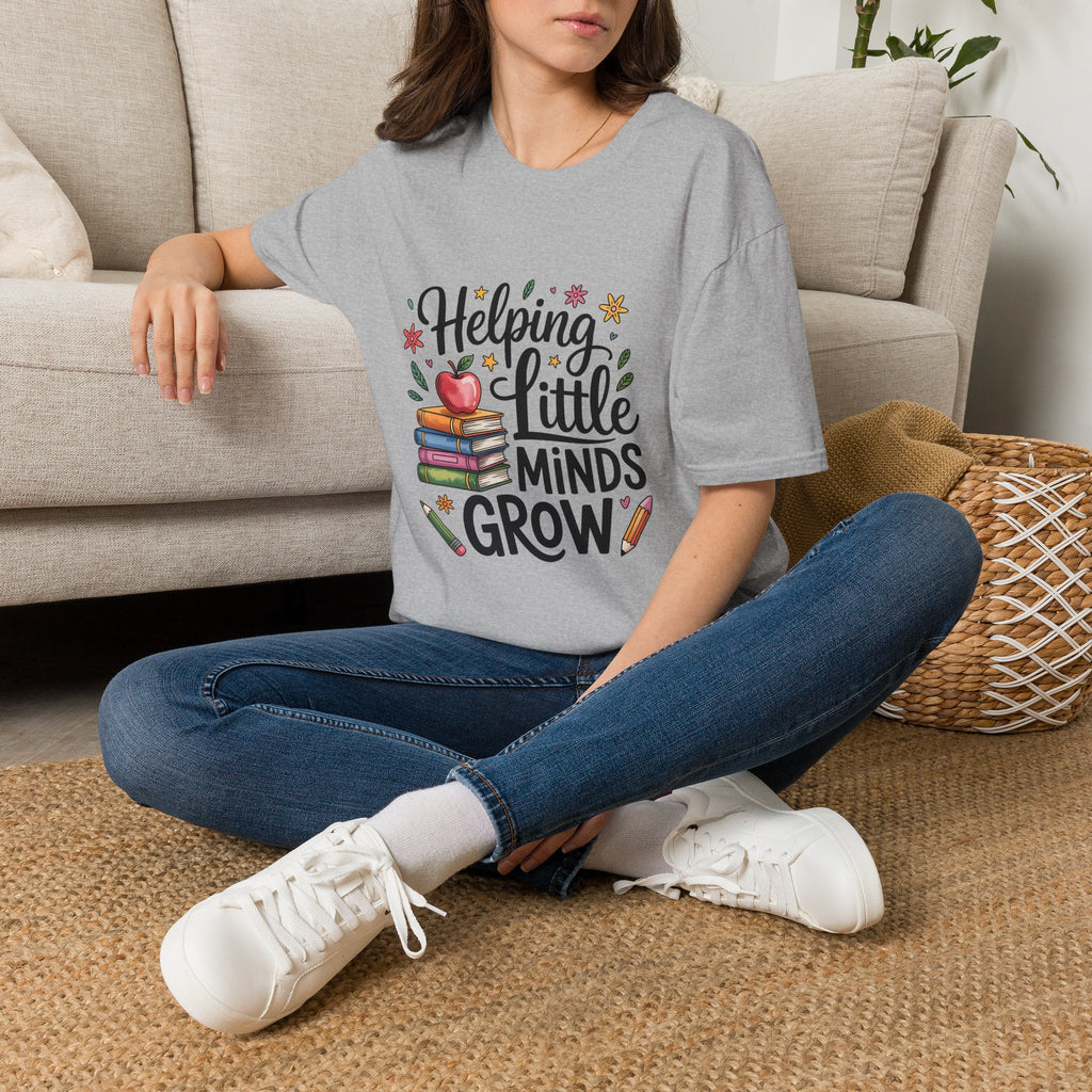 Helping Little Minds Grow T-Shirt | Teacher Books Apple Pencil Design