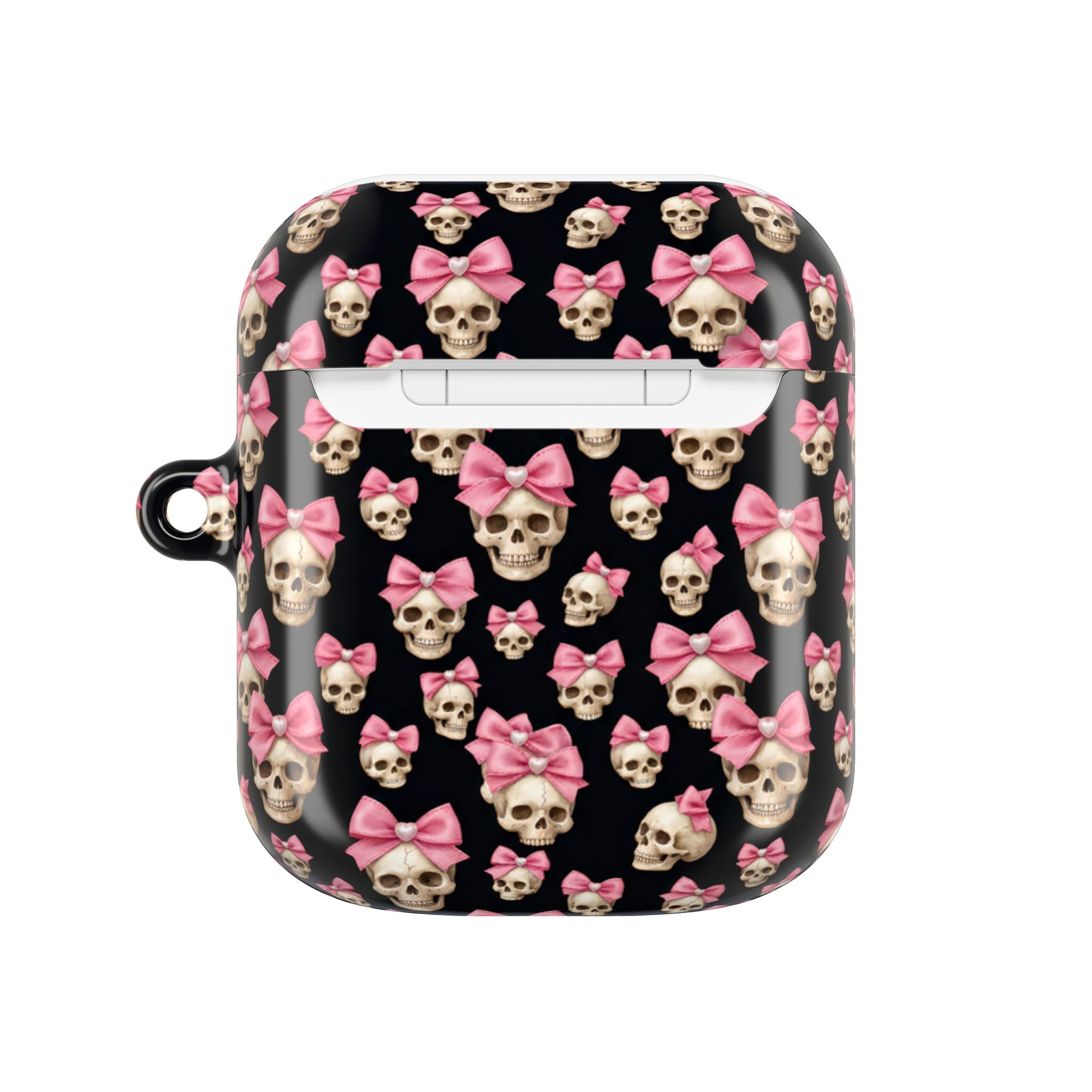 Pink Bow Skull AirPod Case | Cute Gothic Skull Pattern